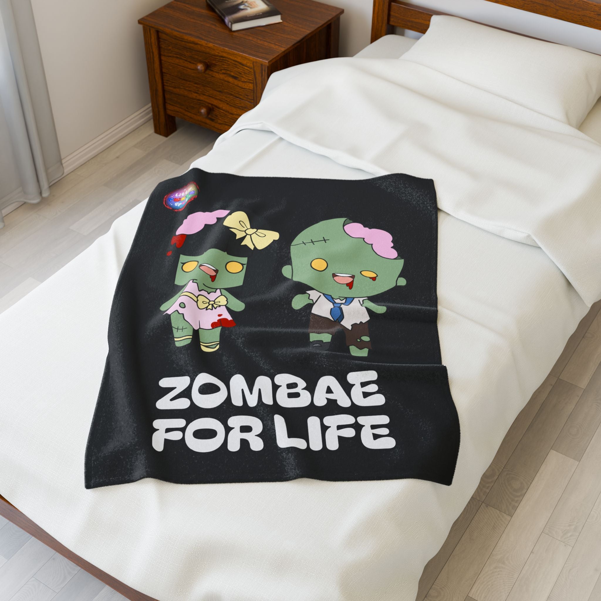 BLACK Zombie-Themed Velveteen Plush Blanket for Cozy Nights, Halloween Decor, Gift for Couples, Home Soft Furnishings, Cute & Fun Blanket
