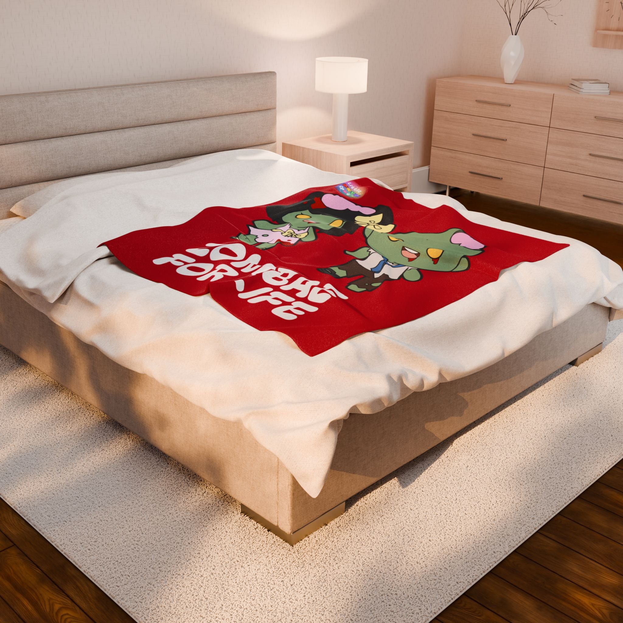 Zombie-Themed Velveteen Plush Blanket for Cozy Nights, Halloween Decor, Gift for Couples, Home Soft Furnishings, Cute & Fun Blanket