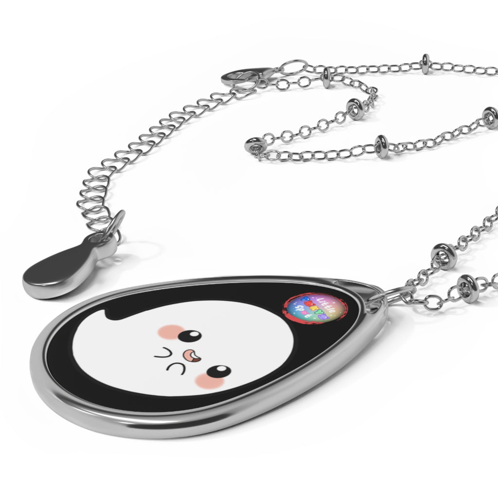 Cute Ghost Oval Necklace, Kawaii Jewelry, Whimsical Gift, Halloween Accessory, Teen Choker, Everyday Wear