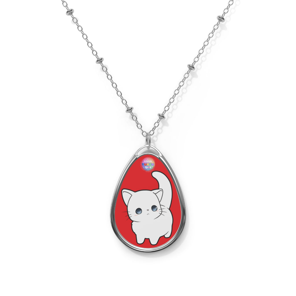 Cute Cat Pendant Jewelry, Cat Lover Gift, Oval Necklace for Pet Owners, Kawaii Accessories, Meow Necklace, Unique Gift Idea