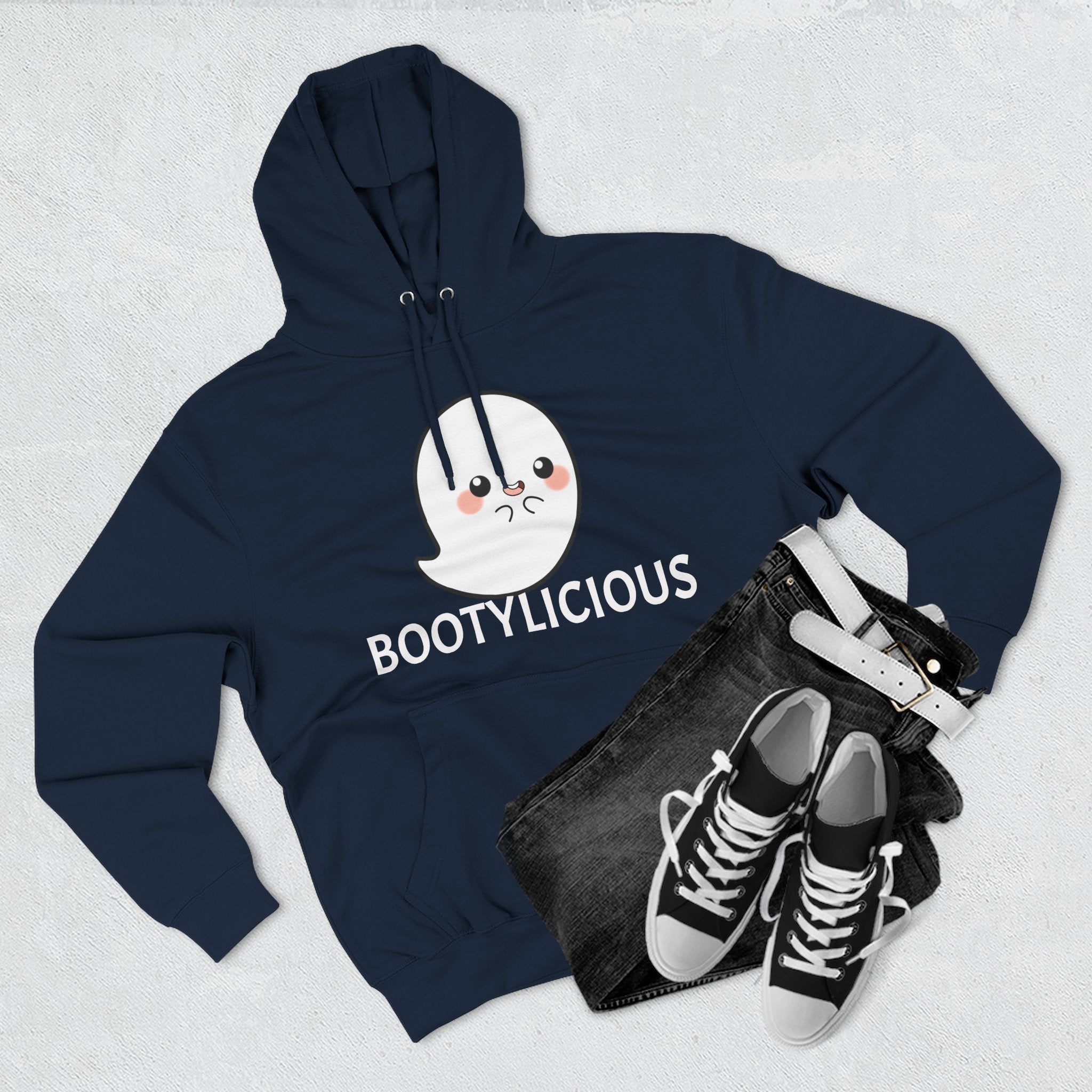 Playful Ghost Fleece Hoodie, Cute Hoodie, Halloween Sweatshirt, Funny Ghost Apparel, Cozy Loungewear, Unique Gift Idea