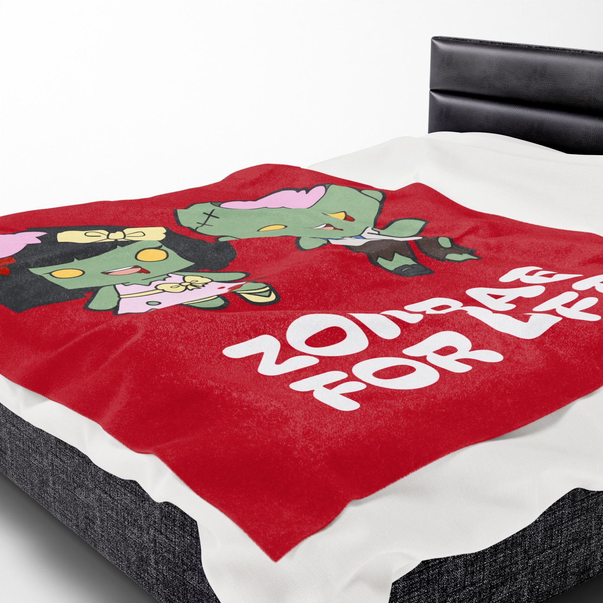 Zombie-Themed Velveteen Plush Blanket for Cozy Nights, Halloween Decor, Gift for Couples, Home Soft Furnishings, Cute & Fun Blanket