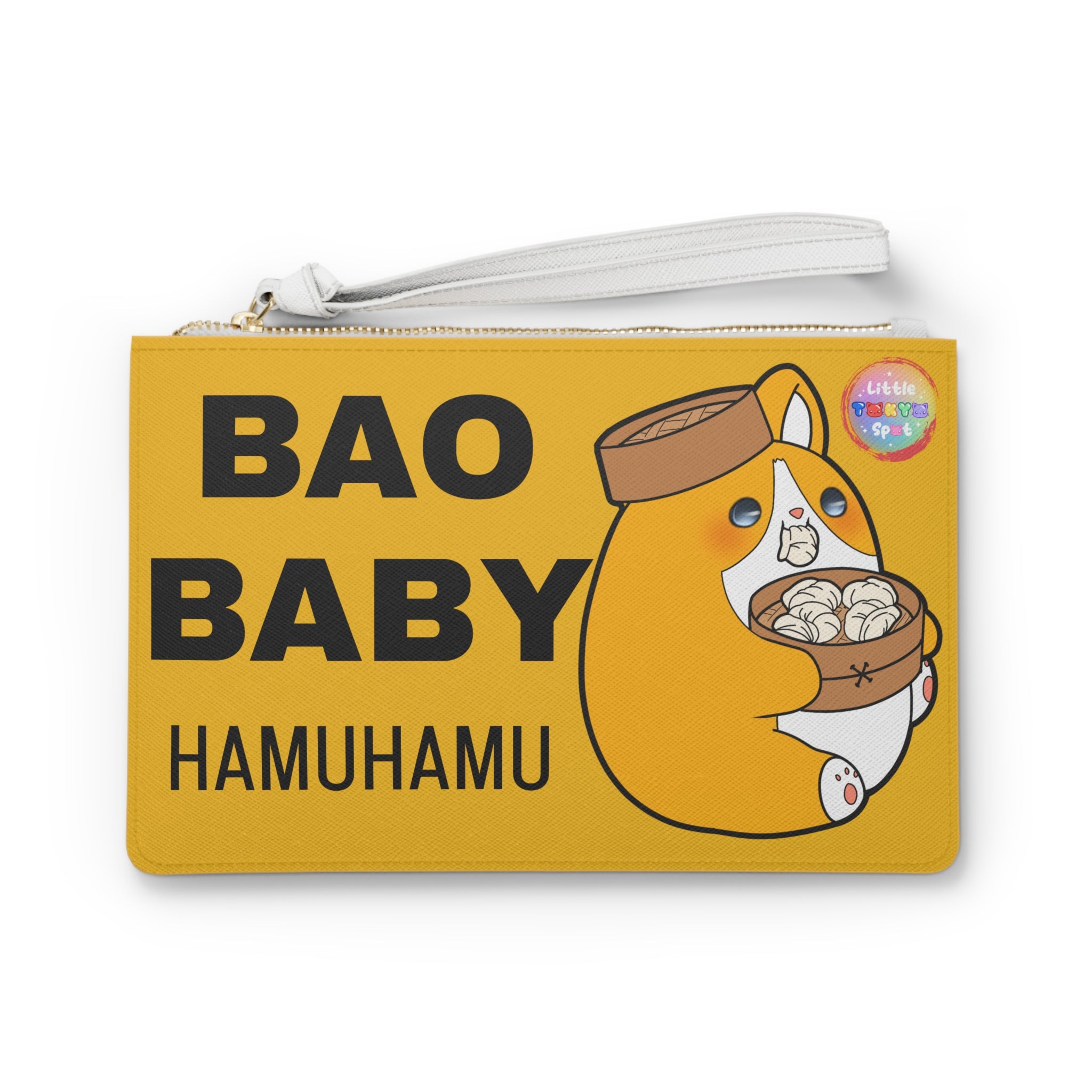 Cute Dog Foodie Yellow Clutch Bag, Bao Baby Bag, Boba Baby Pouch, Kawaii Accessory,  Purse, Pencil Case, Fun Gifts for Food Lovers