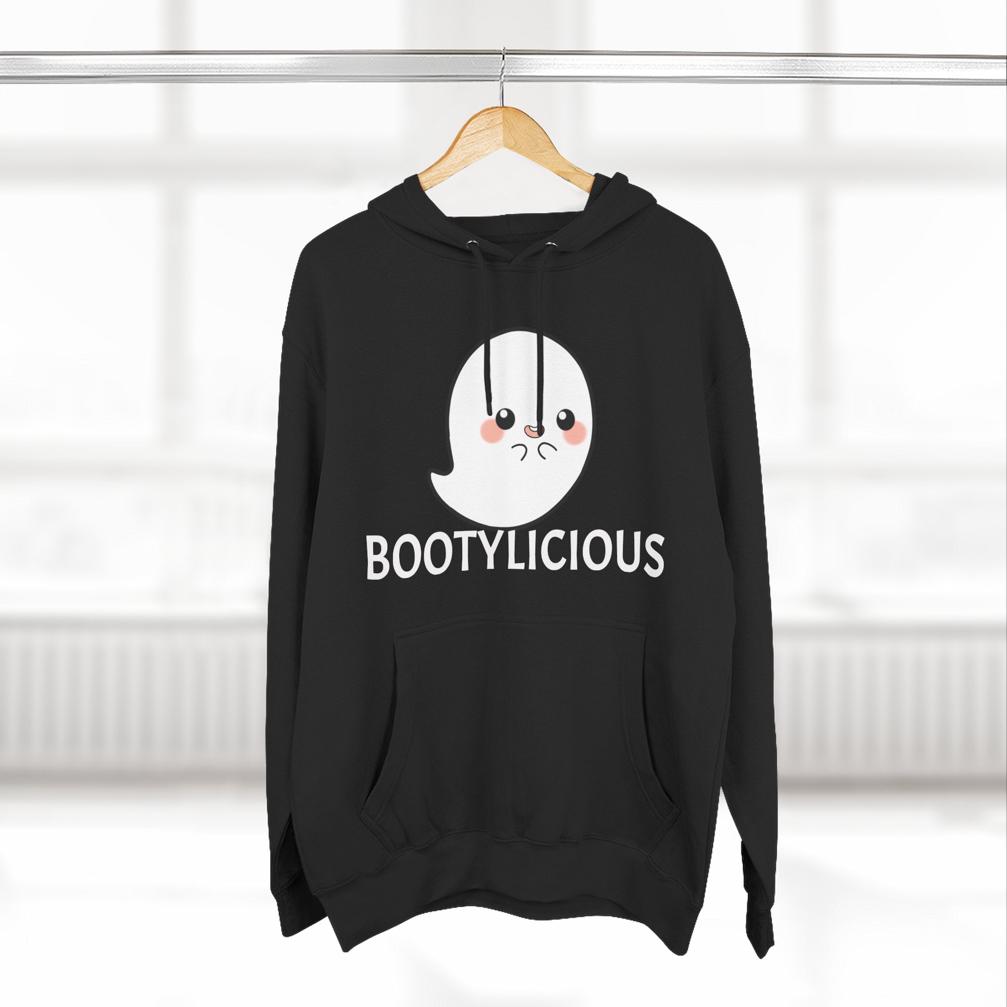 Playful Ghost Fleece Hoodie, Cute Hoodie, Halloween Sweatshirt, Funny Ghost Apparel, Cozy Loungewear, Unique Gift Idea