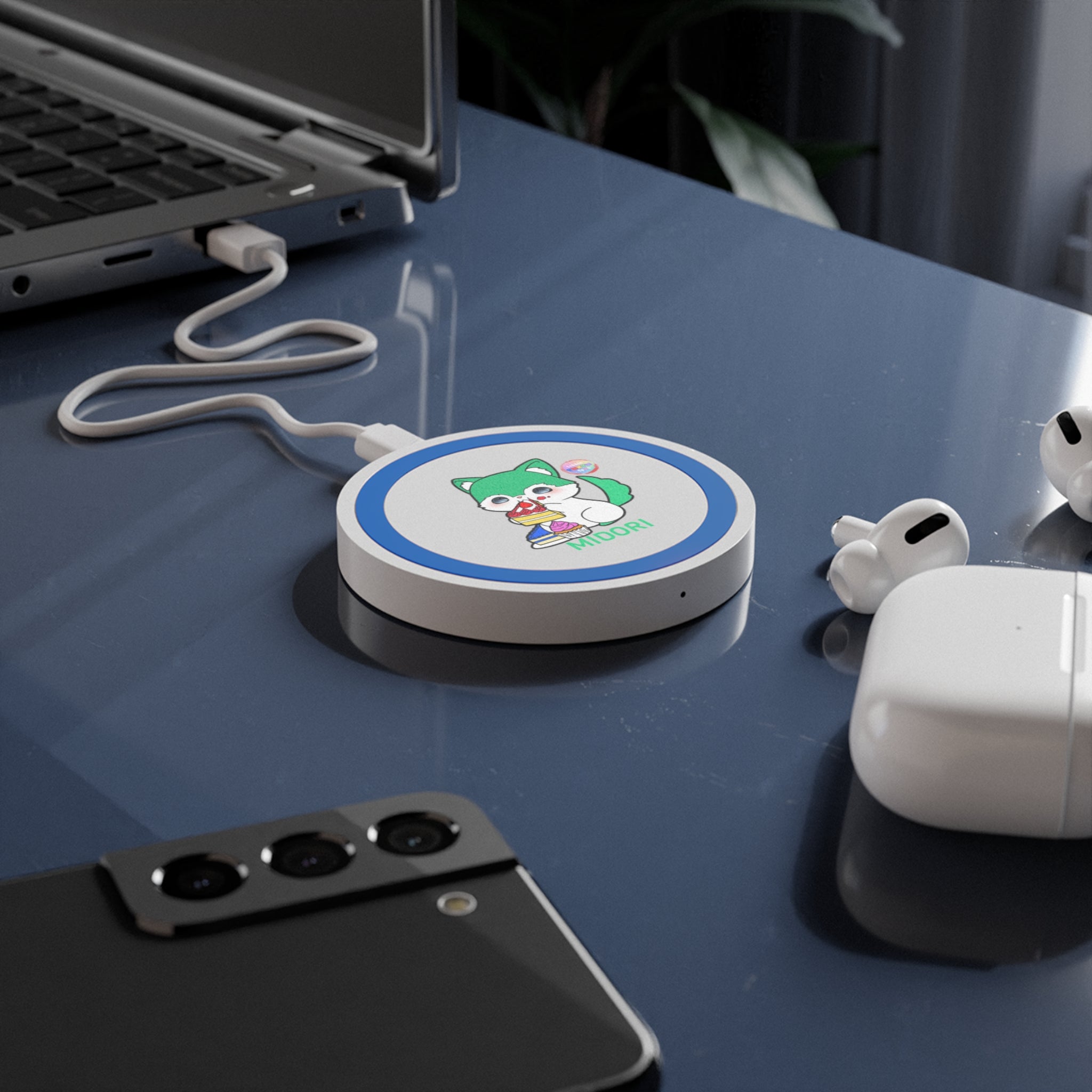 Cute Cartoon Pet Wireless Charging Pad - Fun Gaming Gift, Tech Accessory, Quake Style, Midori Design, Home Office Decor