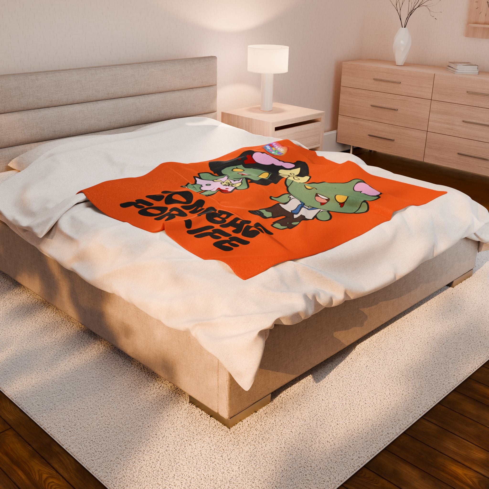 Zombie-Themed Velveteen Plush Blanket for Cozy Nights, Halloween Decor, Gift for Couples, Home Soft Furnishings, Cute & Fun Blanket