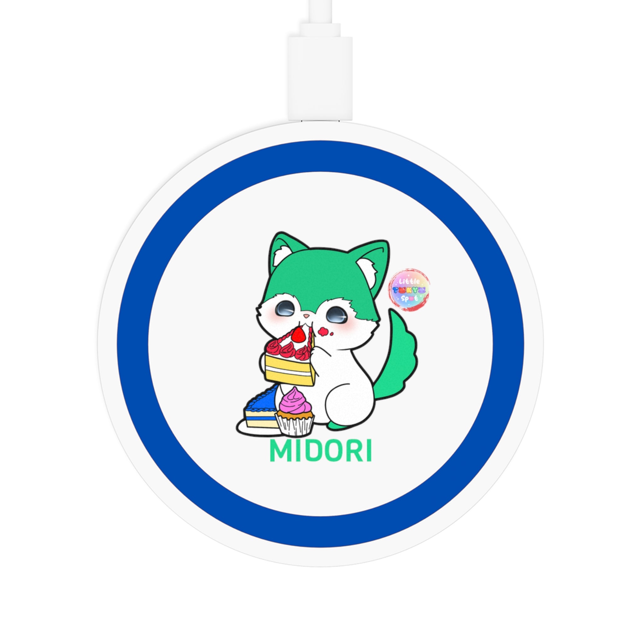 Cute Cartoon Pet Wireless Charging Pad - Fun Gaming Gift, Tech Accessory, Quake Style, Midori Design, Home Office Decor