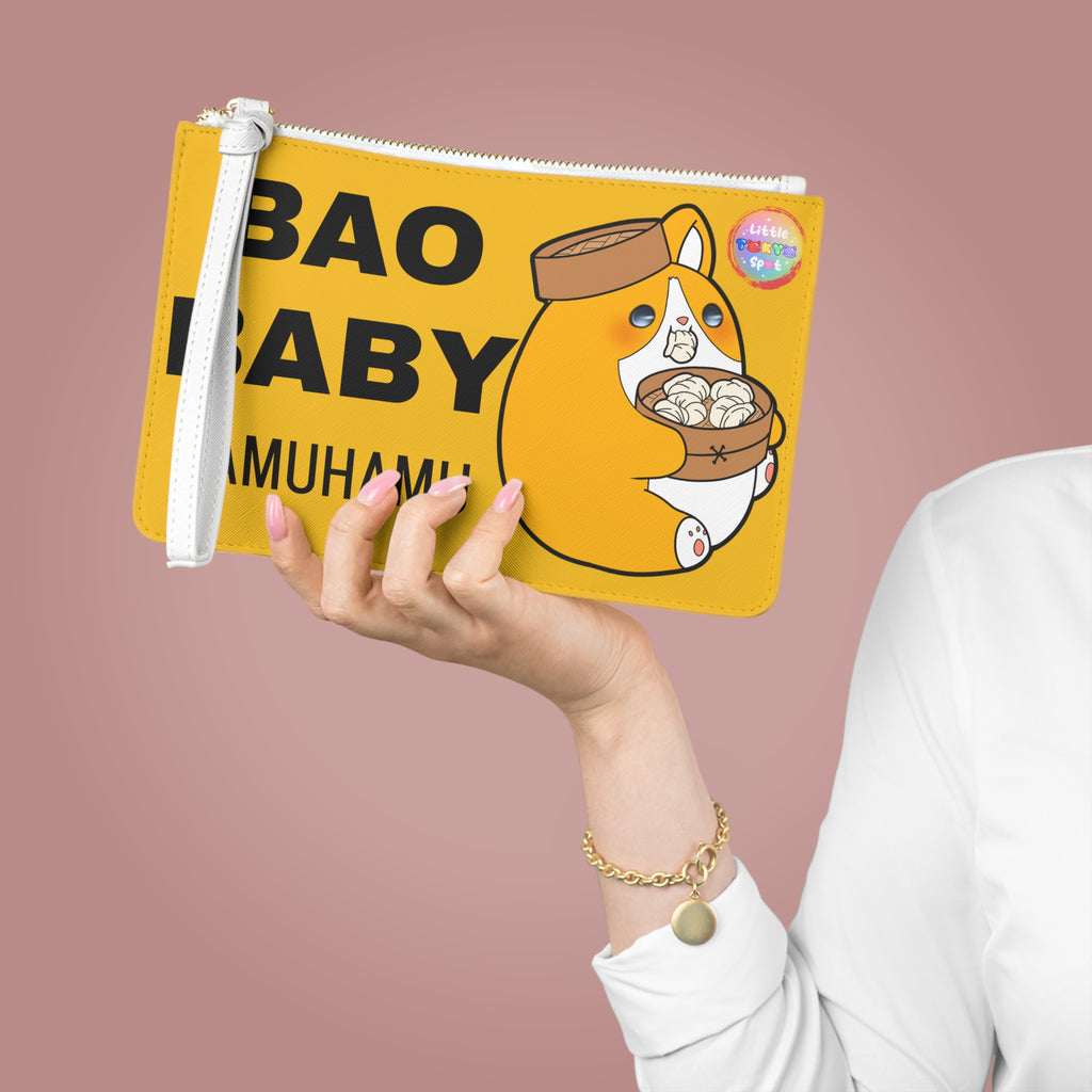 Cute Dog Foodie Yellow Clutch Bag, Bao Baby Bag, Boba Baby Pouch, Kawaii Accessory,  Purse, Pencil Case, Fun Gifts for Food Lovers