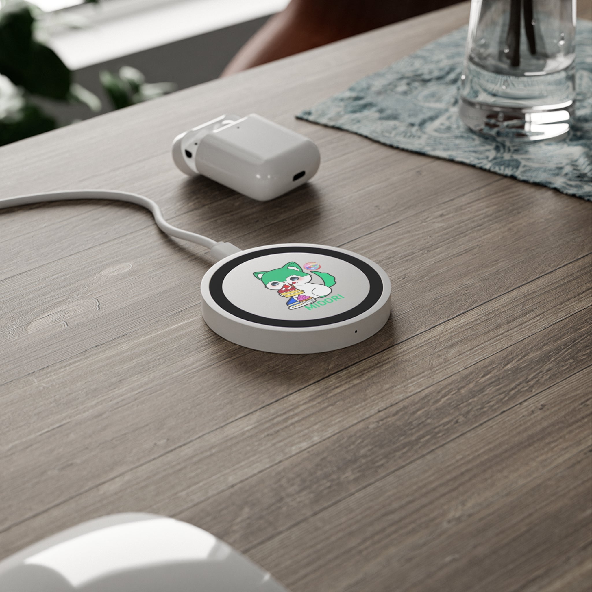 Cute Cartoon Pet Wireless Charging Pad - Fun Gaming Gift, Tech Accessory, Quake Style, Midori Design, Home Office Decor