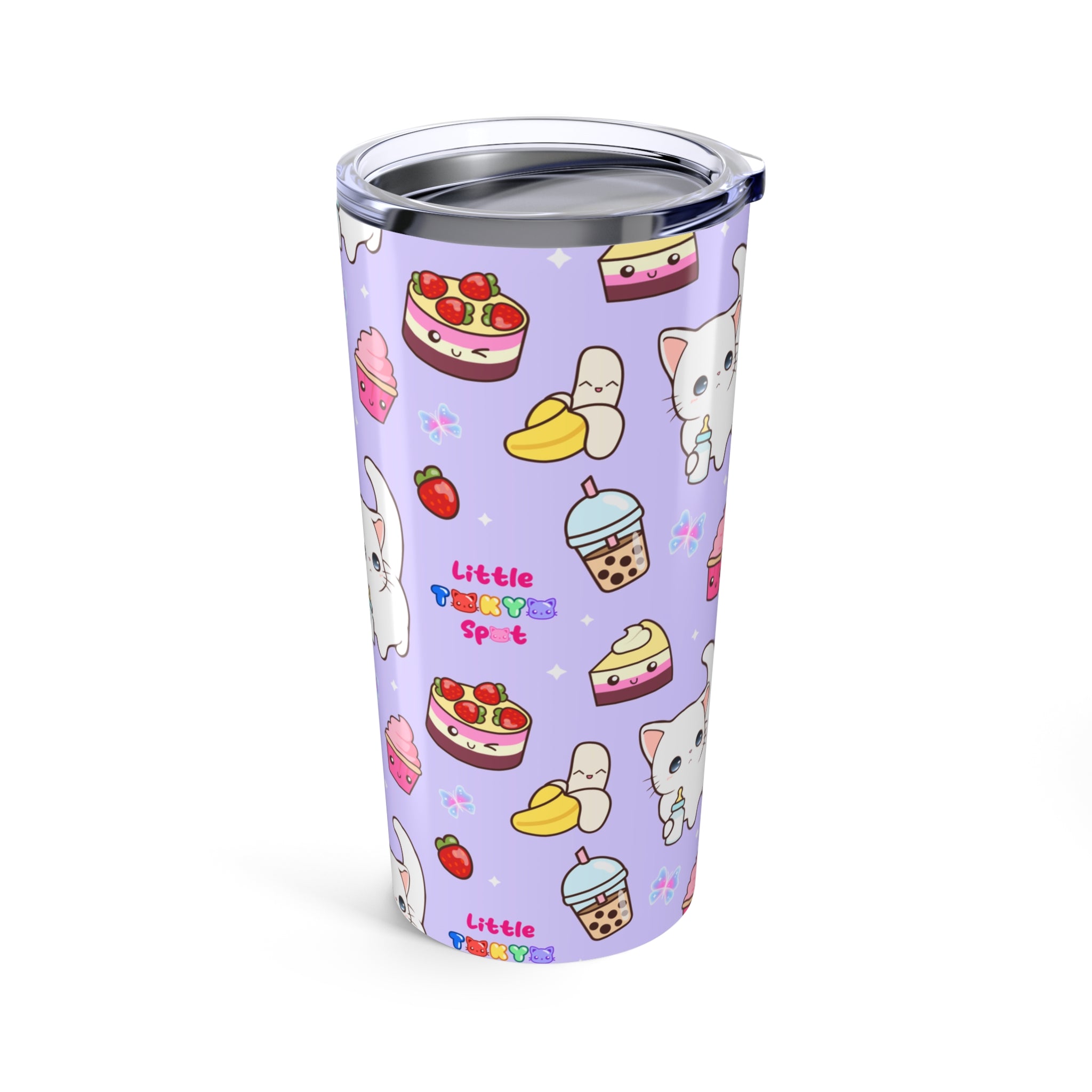 Cute Cat Design Tumbler 20oz | Adorable Travel Mug for Cat Lovers, Kawaii Gift, Birthday, Animal Enthusiasts, Drinkware