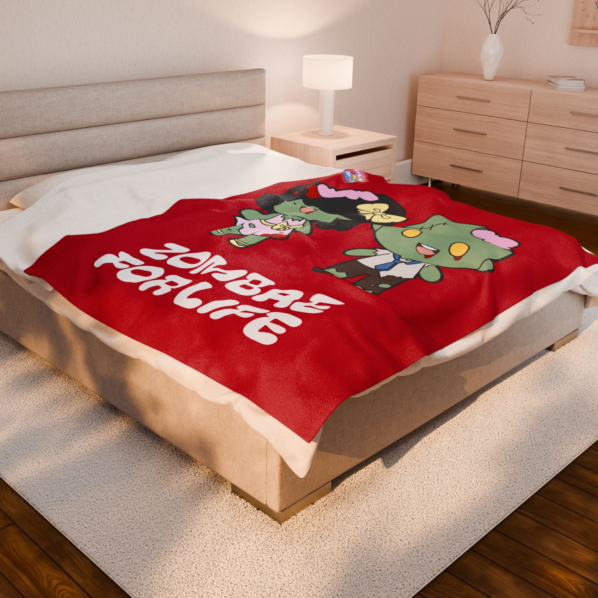 Zombie-Themed Velveteen Plush Blanket for Cozy Nights, Halloween Decor, Gift for Couples, Home Soft Furnishings, Cute & Fun Blanket
