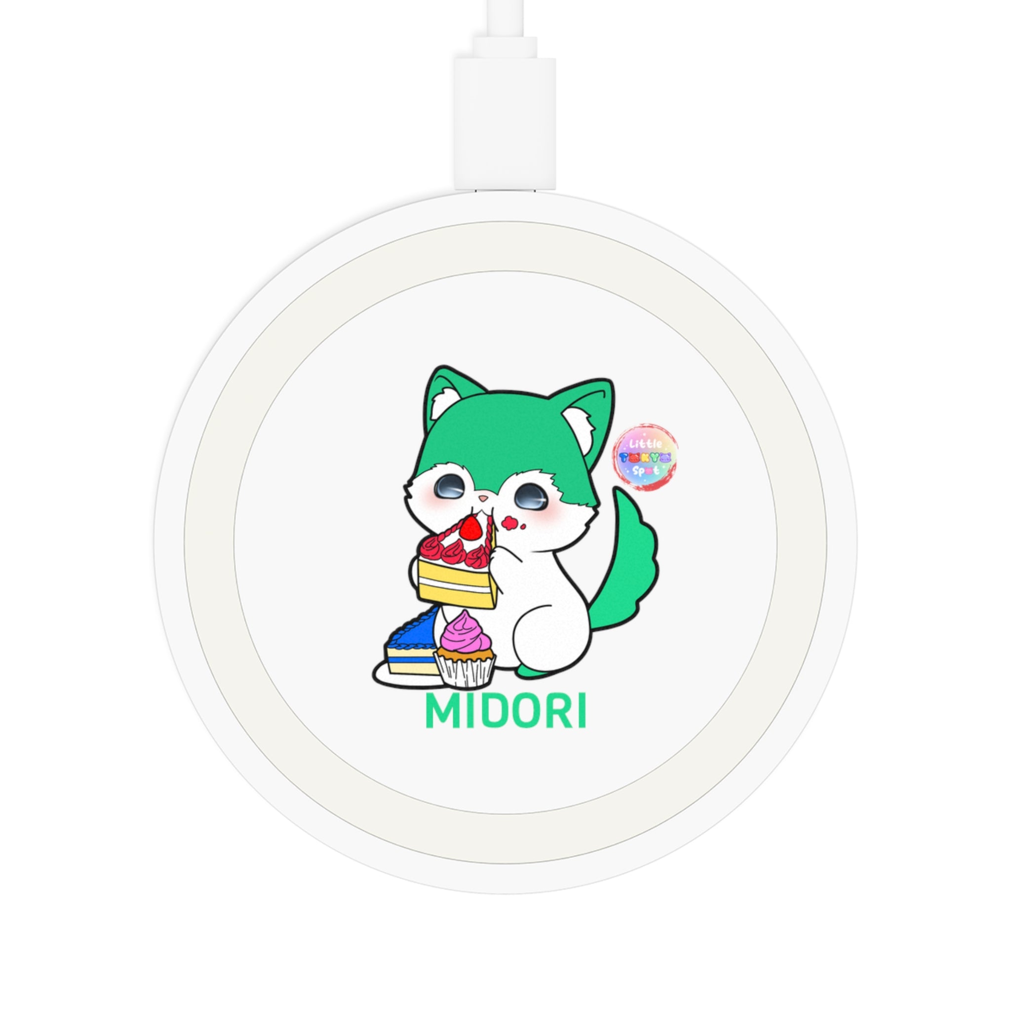 Cute Cartoon Pet Wireless Charging Pad - Fun Gaming Gift, Tech Accessory, Quake Style, Midori Design, Home Office Decor