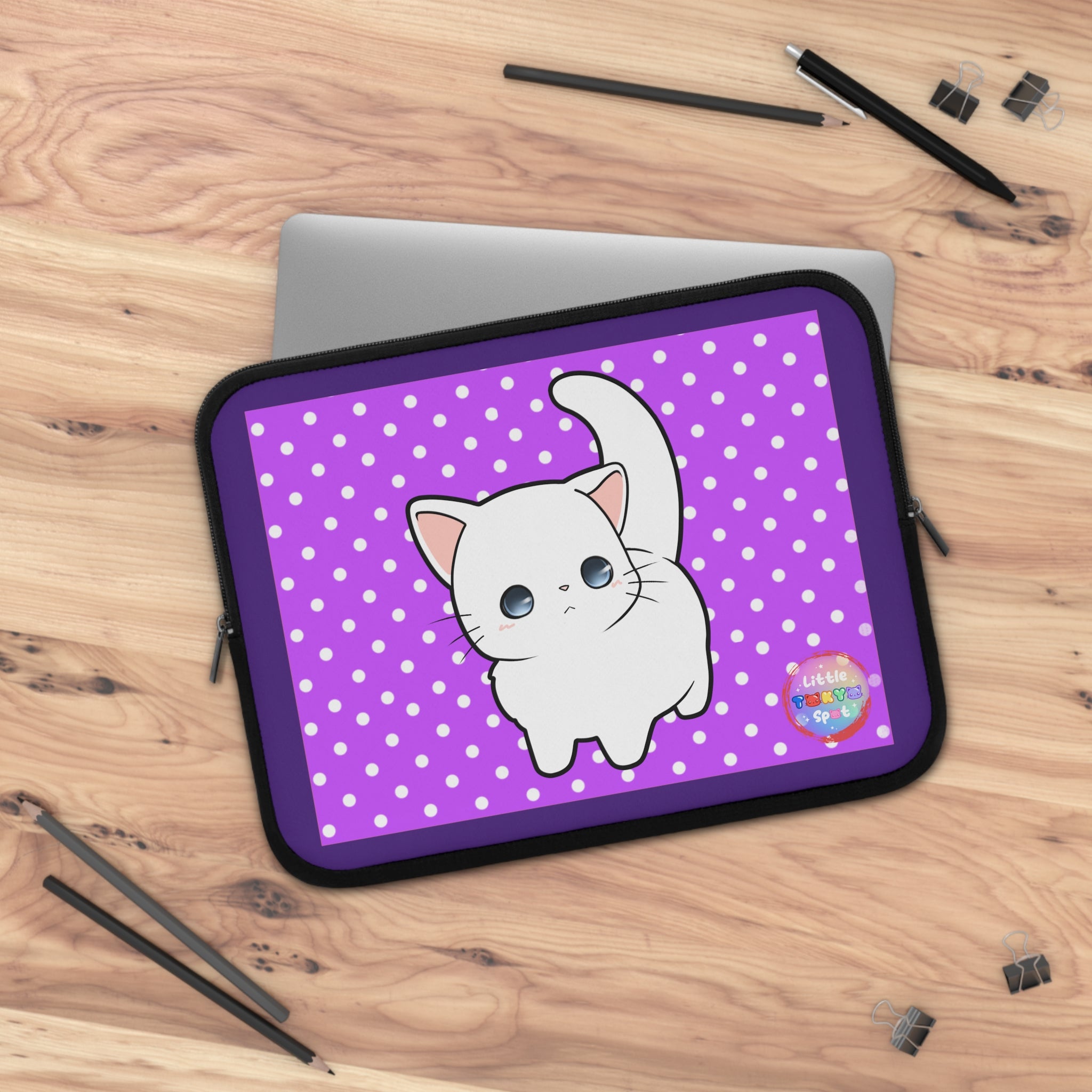 Cute Cat Laptop Sleeve, Kitten Sleeve Bag, Cat Lover Gift, Laptop Case for Students, Trendy Notebook Sleeve