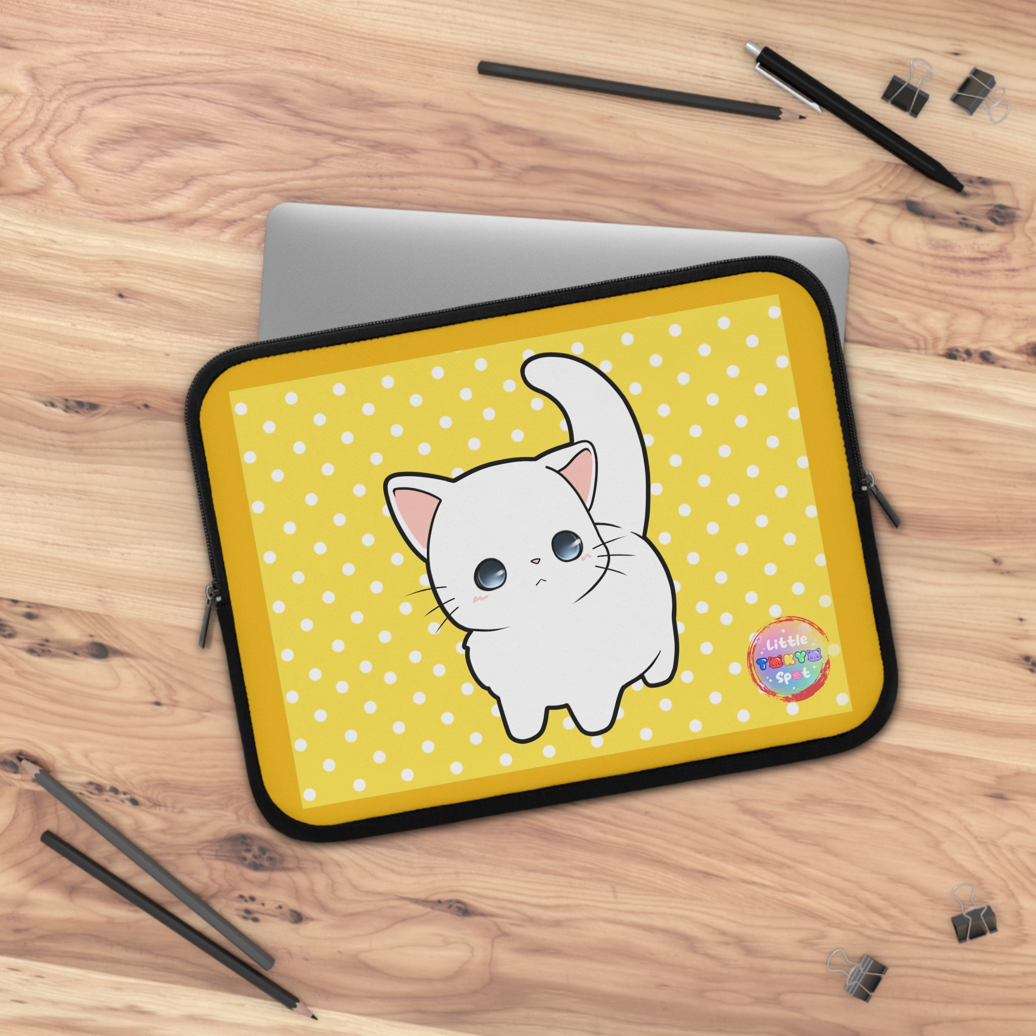 Cute Cat Laptop Sleeve | Kawaii Style | Gift for Cat Lovers | Tech Accessories | Fun Design | Back to School
