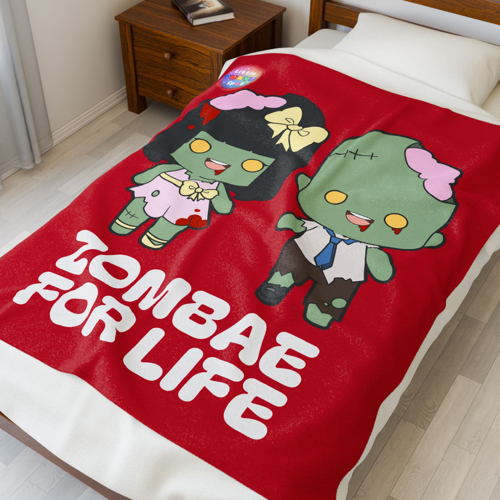 Zombie-Themed Velveteen Plush Blanket for Cozy Nights, Halloween Decor, Gift for Couples, Home Soft Furnishings, Cute & Fun Blanket