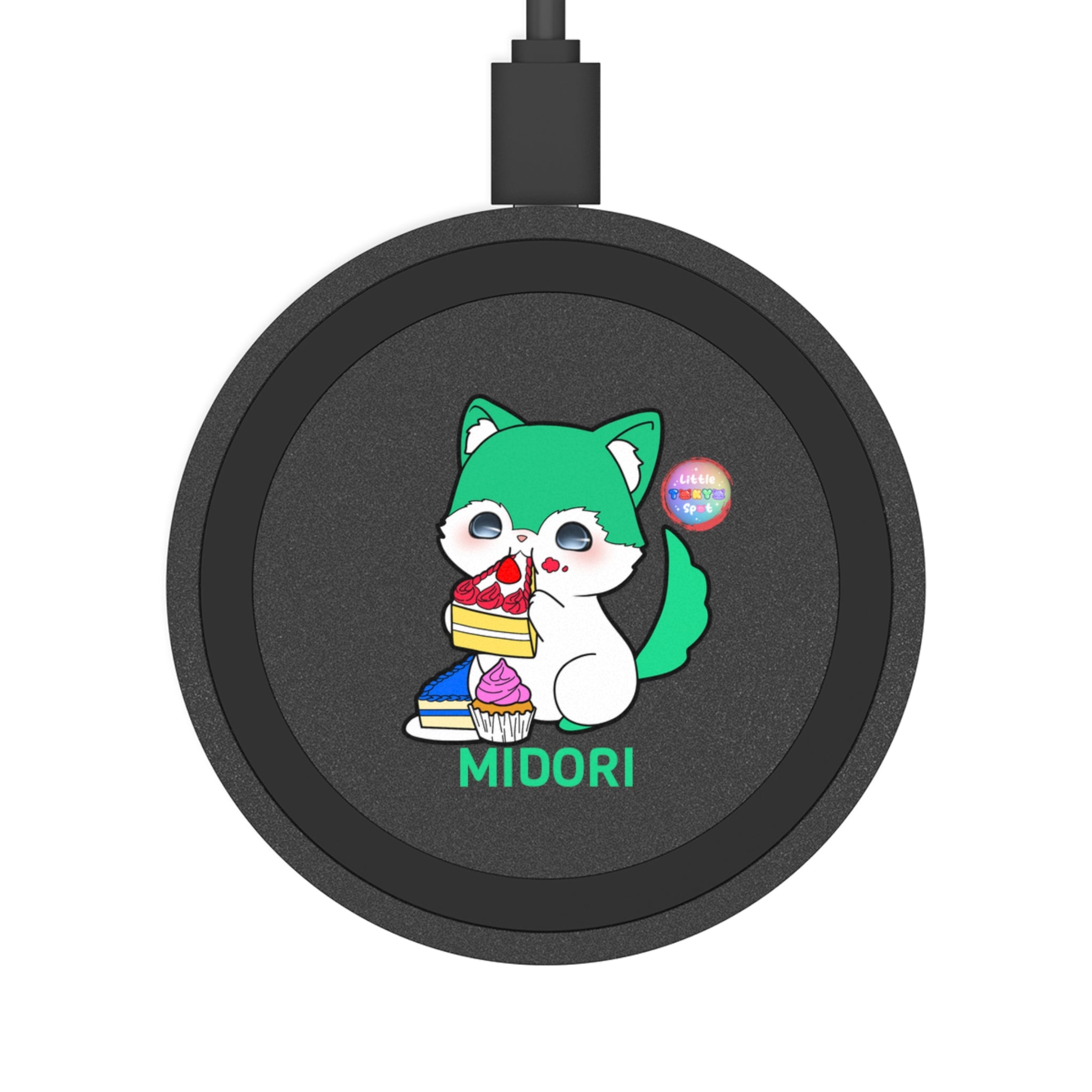 Cute Cartoon Pet Wireless Charging Pad - Fun Gaming Gift, Tech Accessory, Quake Style, Midori Design, Home Office Decor