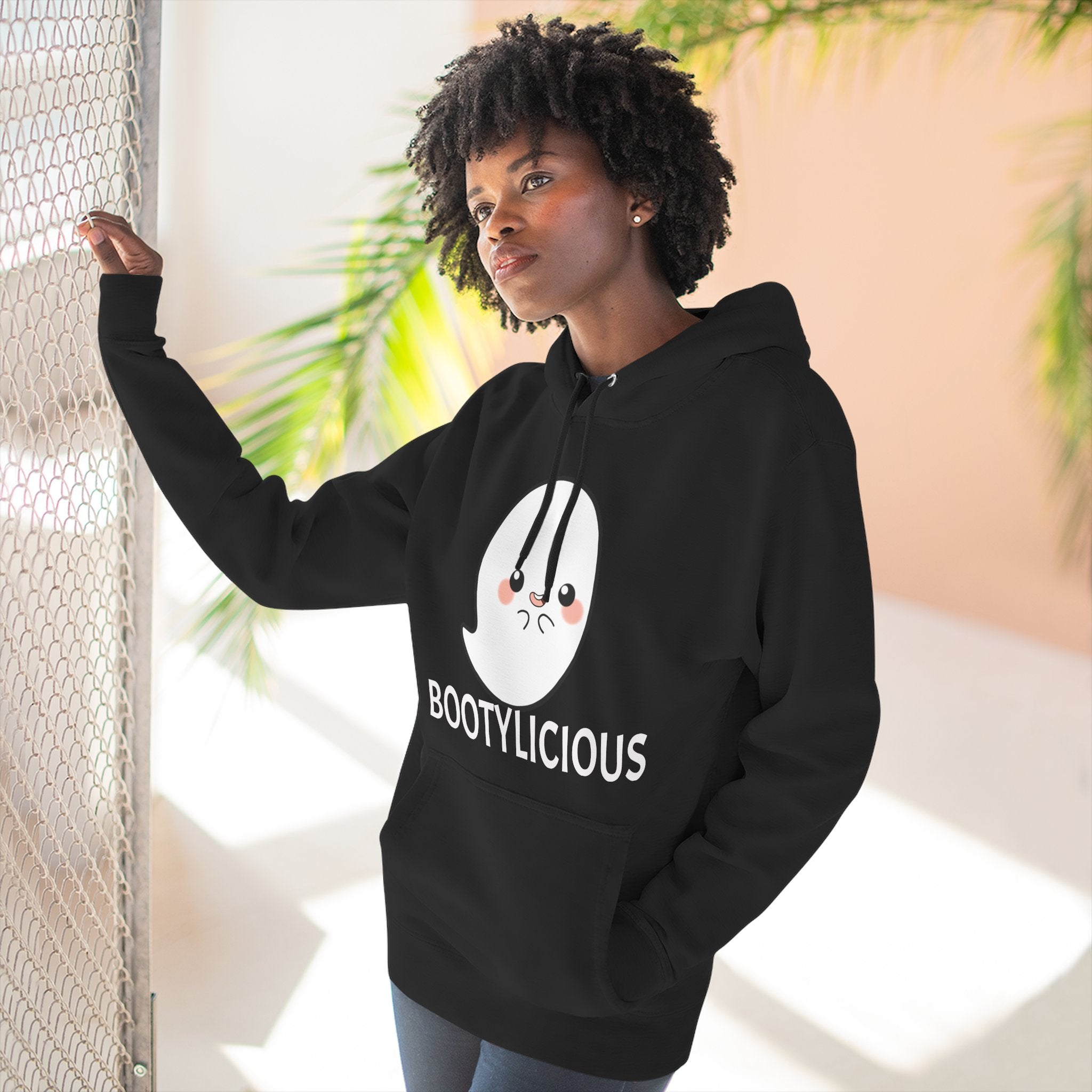 Playful Ghost Fleece Hoodie, Cute Hoodie, Halloween Sweatshirt, Funny Ghost Apparel, Cozy Loungewear, Unique Gift Idea