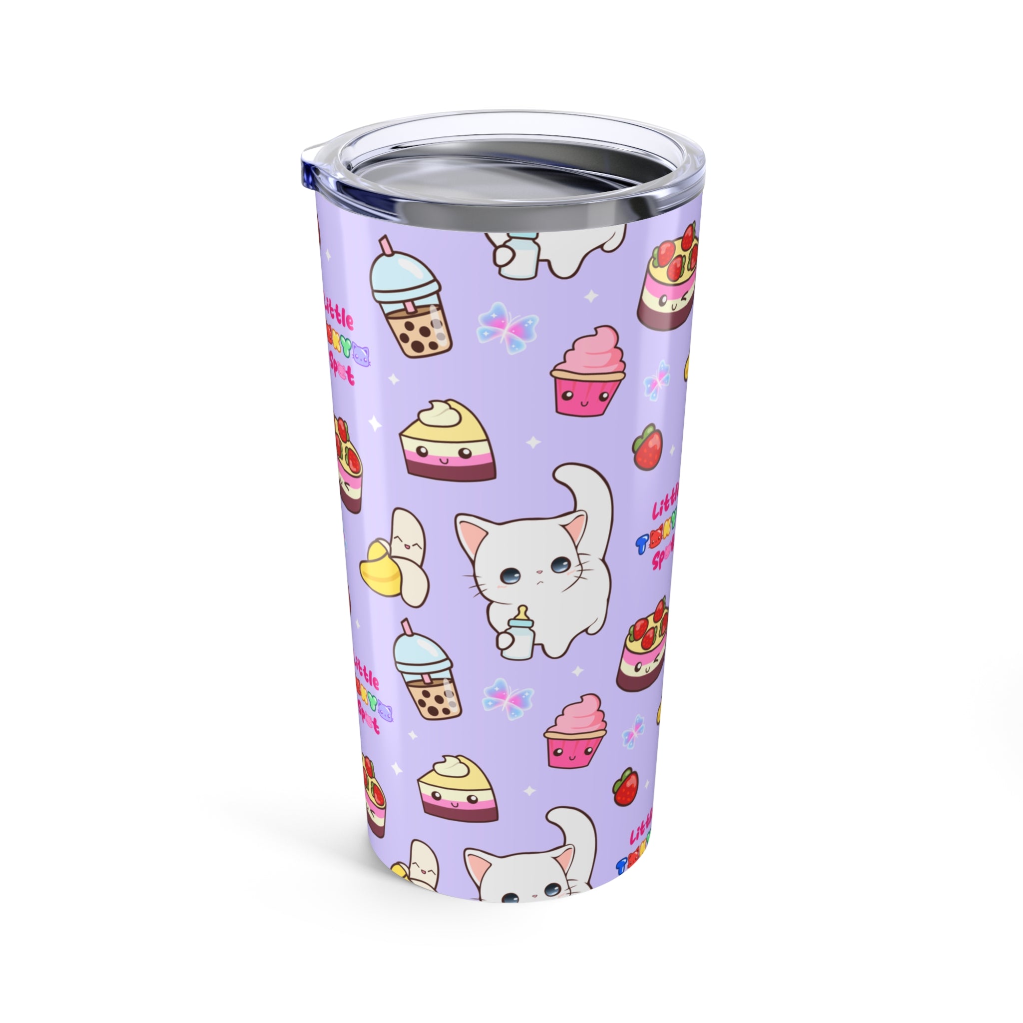 Cute Cat Design Tumbler 20oz | Adorable Travel Mug for Cat Lovers, Kawaii Gift, Birthday, Animal Enthusiasts, Drinkware