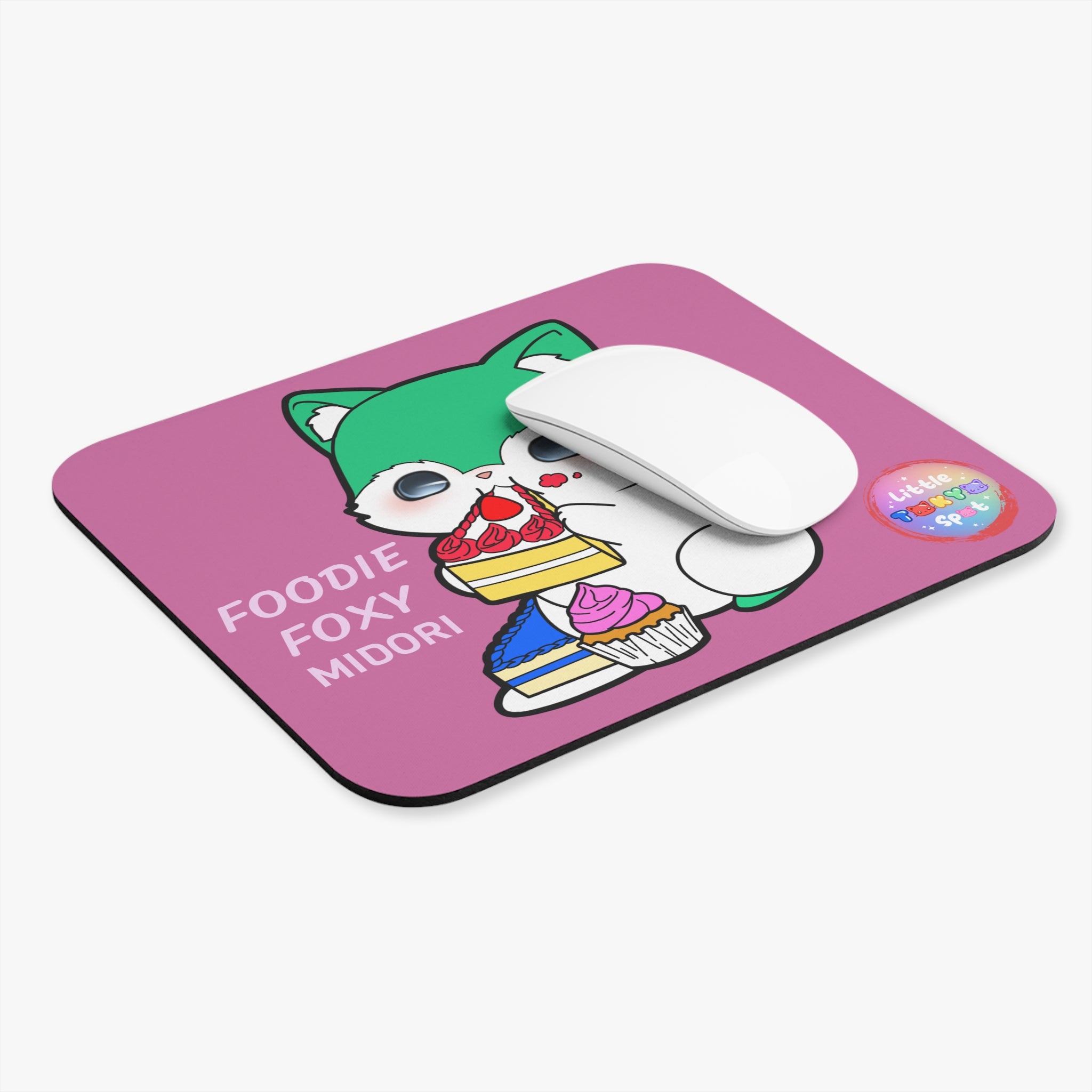 PINK Cute GREEN FOX Mouse Pad, FOX Lover Desk Accessory, Kawaii Office Decor, Personalized Gift, Home Office Essentials. COMPUTER ACCESSORIES