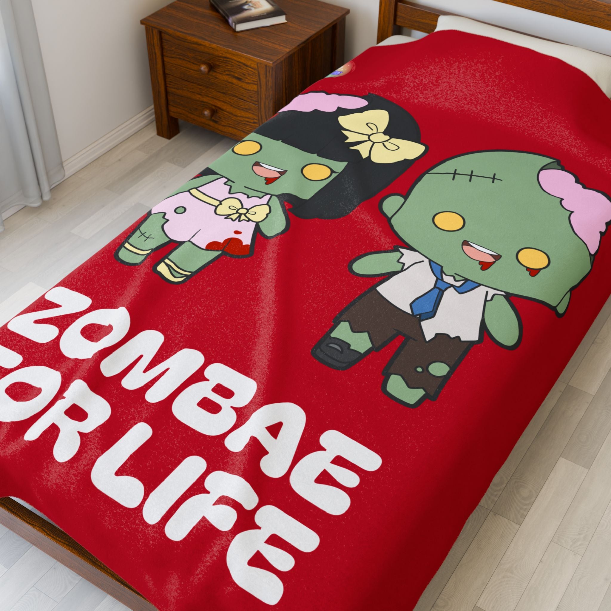 Zombie-Themed Velveteen Plush Blanket for Cozy Nights, Halloween Decor, Gift for Couples, Home Soft Furnishings, Cute & Fun Blanket
