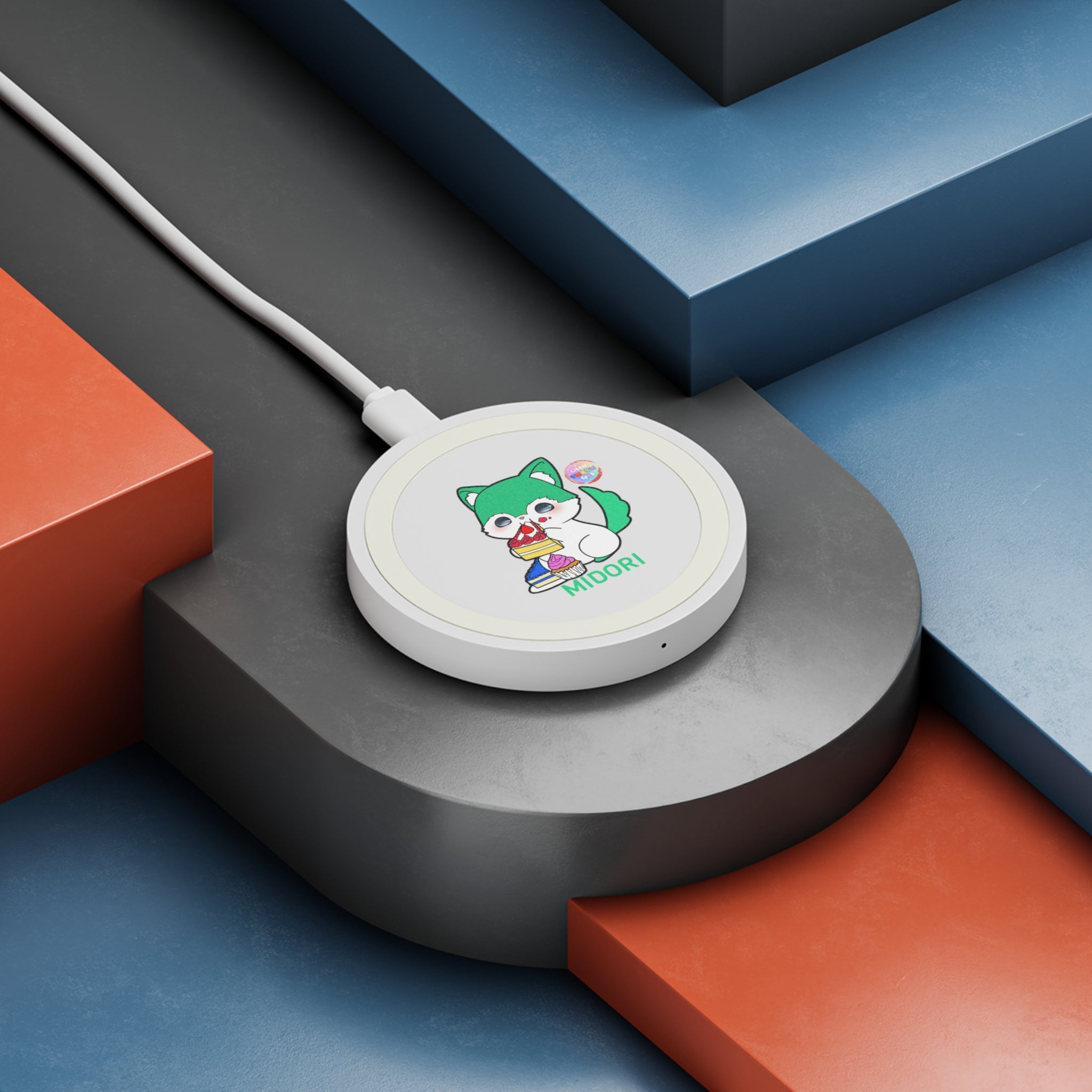 Cute Cartoon Pet Wireless Charging Pad - Fun Gaming Gift, Tech Accessory, Quake Style, Midori Design, Home Office Decor