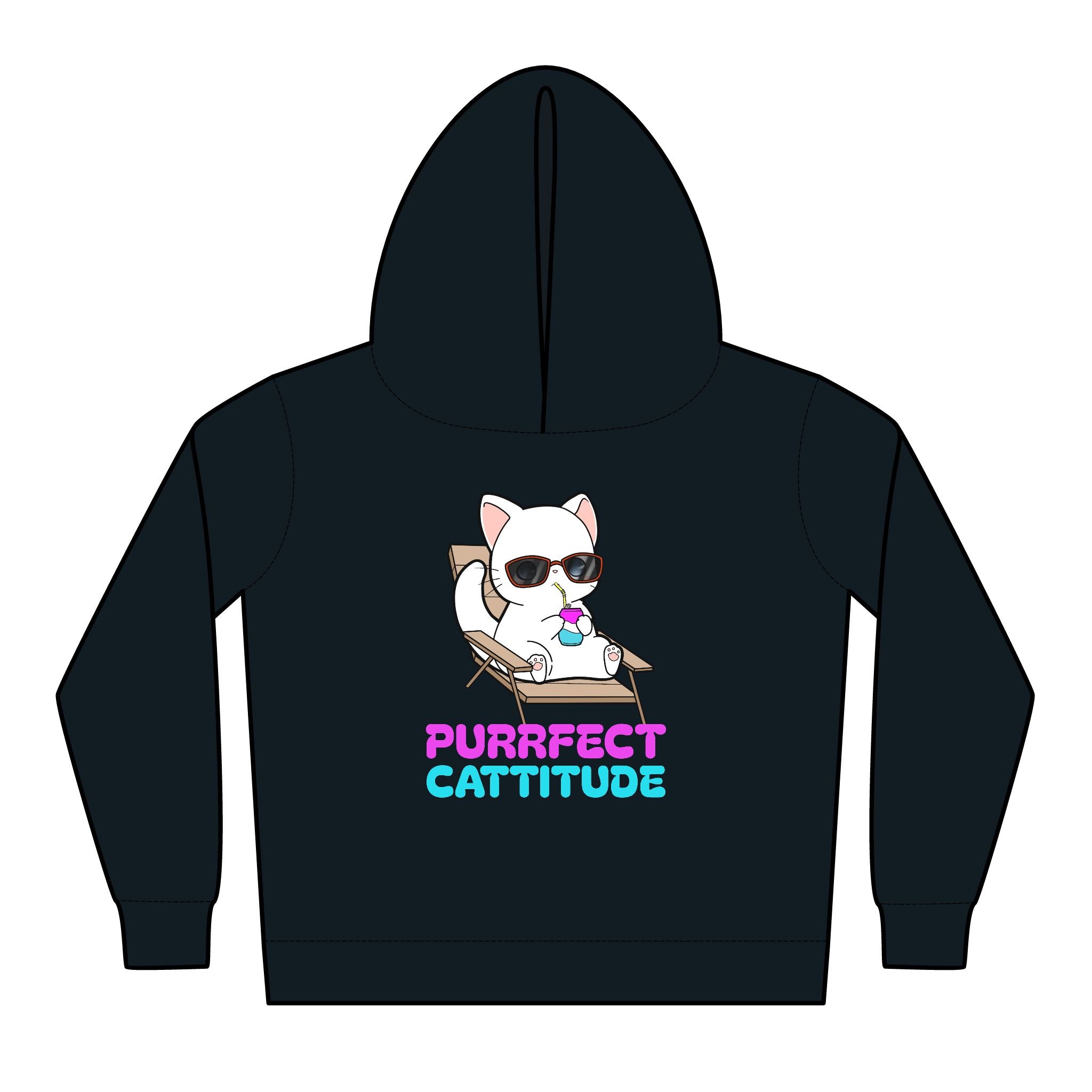 Colorful Toddler Hoodies, Purrfect Cattitude, Little Tokyo Spot, Cute Kids Pullover, Fun Party Outfits, Gift for Kids
