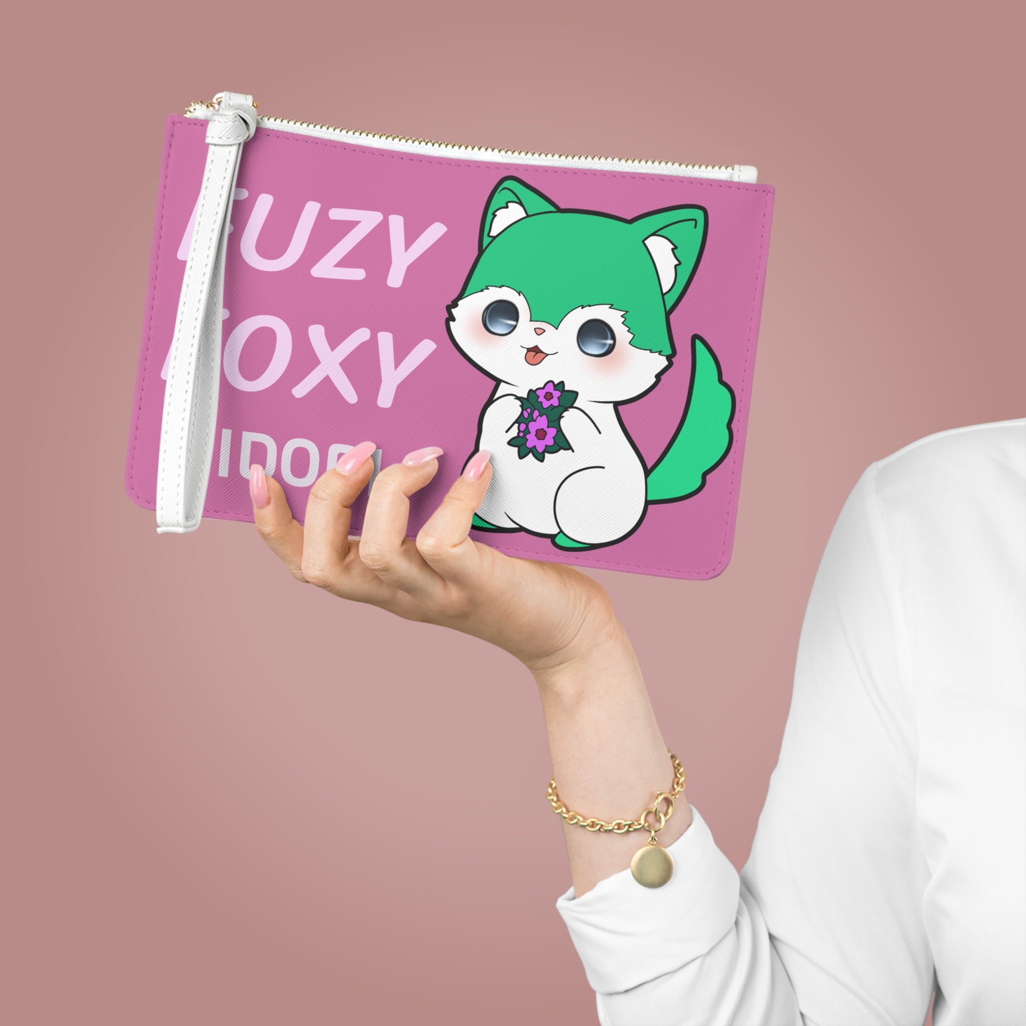 PINK Cute FOXY Foodie Clutch Bag, FLOWER Baby Bag, CAKE, SWEET TOOTH Baby Pouch, Kawaii Accessory,  Purse, Pencil Case, Fun Gifts for Food Lovers