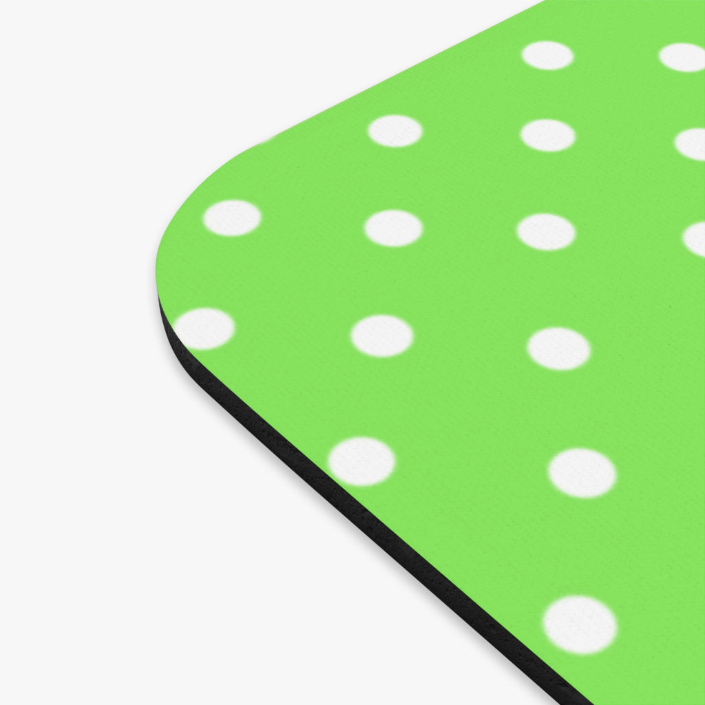 Cute Cat Mouse Pad - Kawaii Desk Accessory for Cat Lovers, Office Decor, Gift for Animal Lovers, Green Polka Dot Design