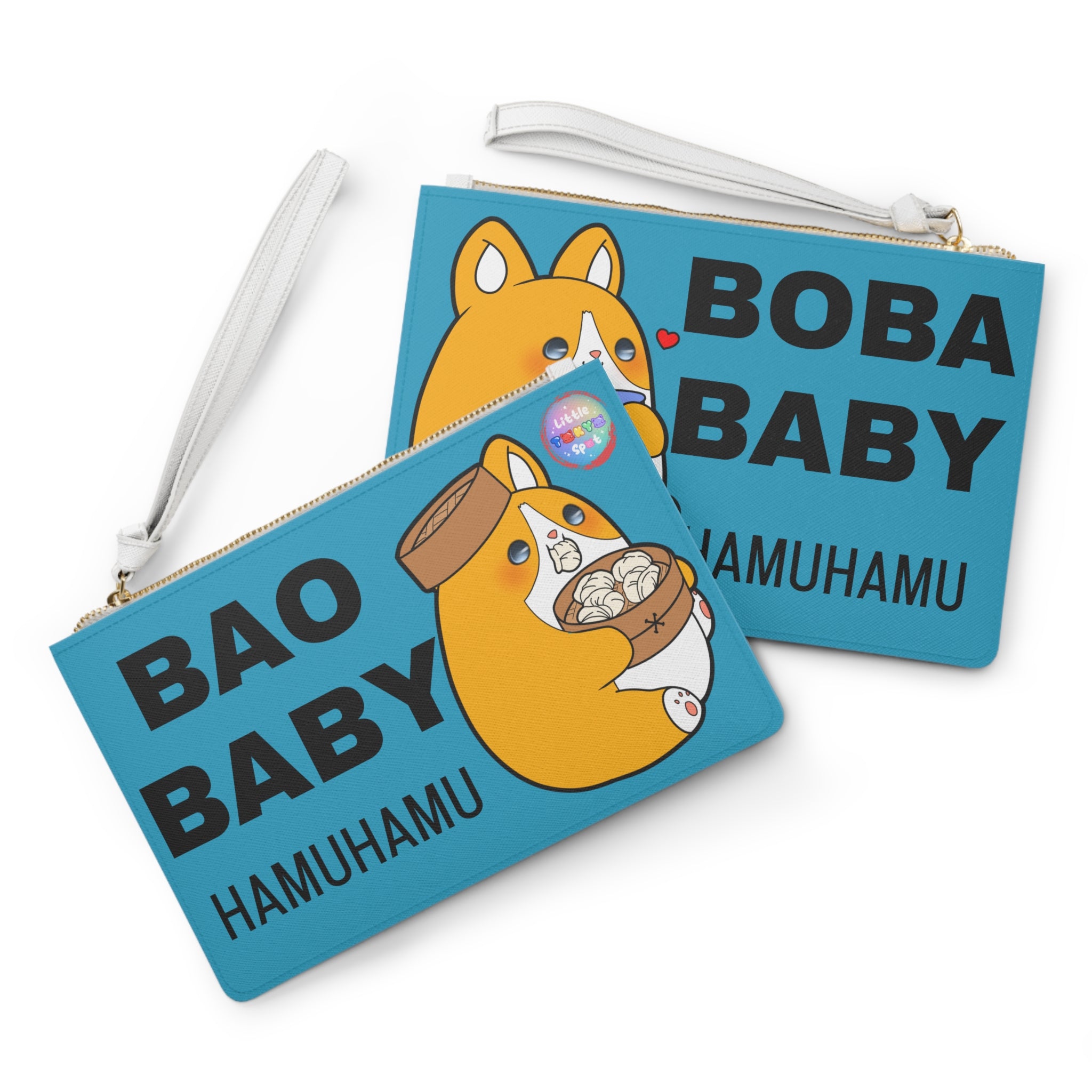 BLUE Cute Dog Foodie Clutch Bag, Bao Baby Bag, Boba Baby Pouch, Kawaii Accessory,  Purse, Pencil Case, Fun Gifts for Food Lovers