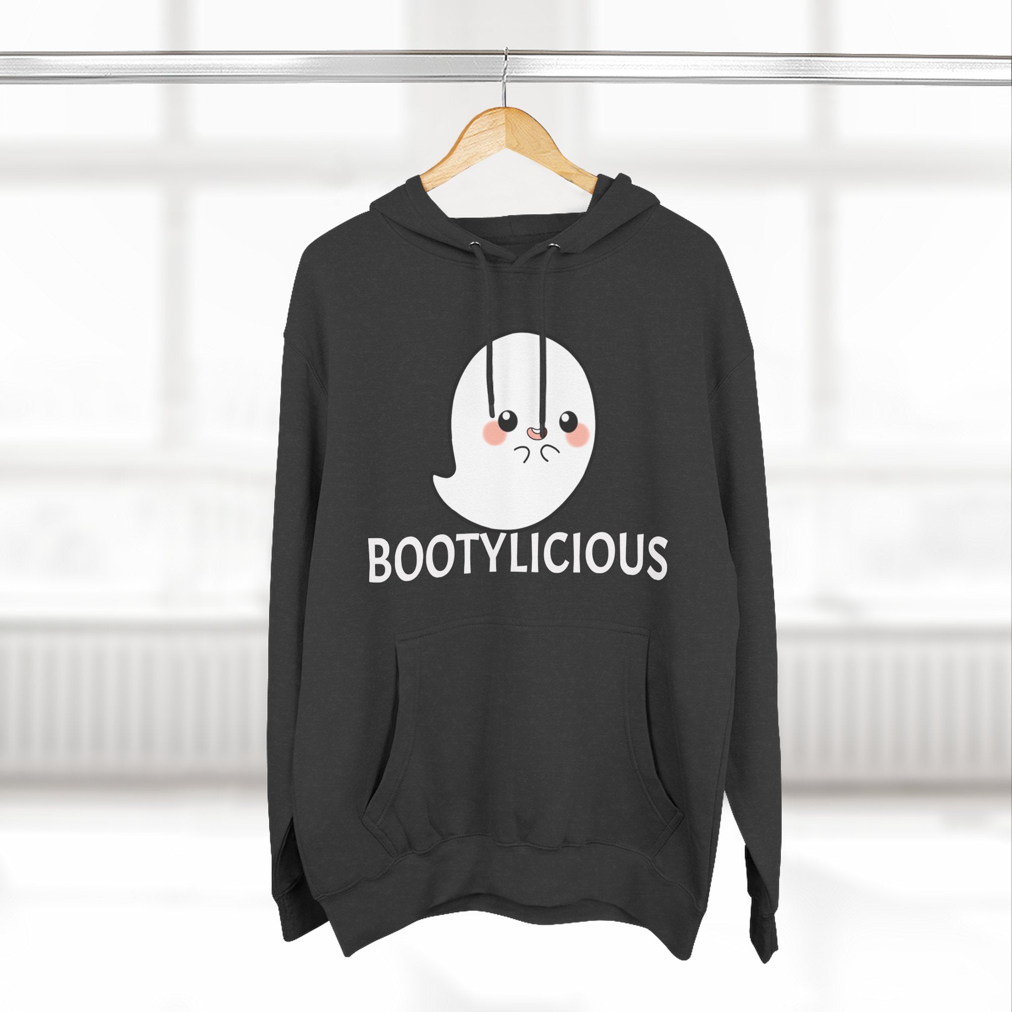 Playful Ghost Fleece Hoodie, Cute Hoodie, Halloween Sweatshirt, Funny Ghost Apparel, Cozy Loungewear, Unique Gift Idea