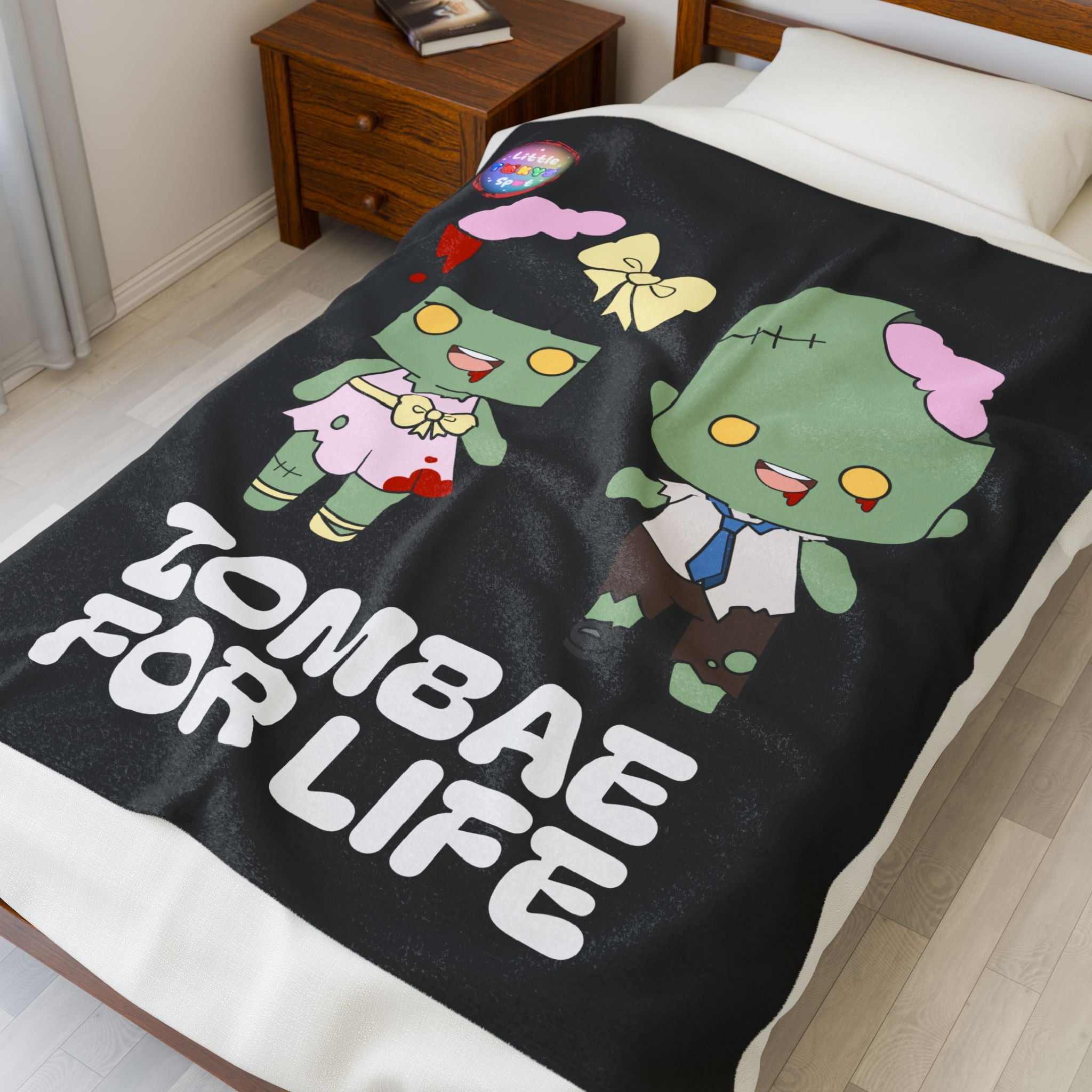 BLACK Zombie-Themed Velveteen Plush Blanket for Cozy Nights, Halloween Decor, Gift for Couples, Home Soft Furnishings, Cute & Fun Blanket