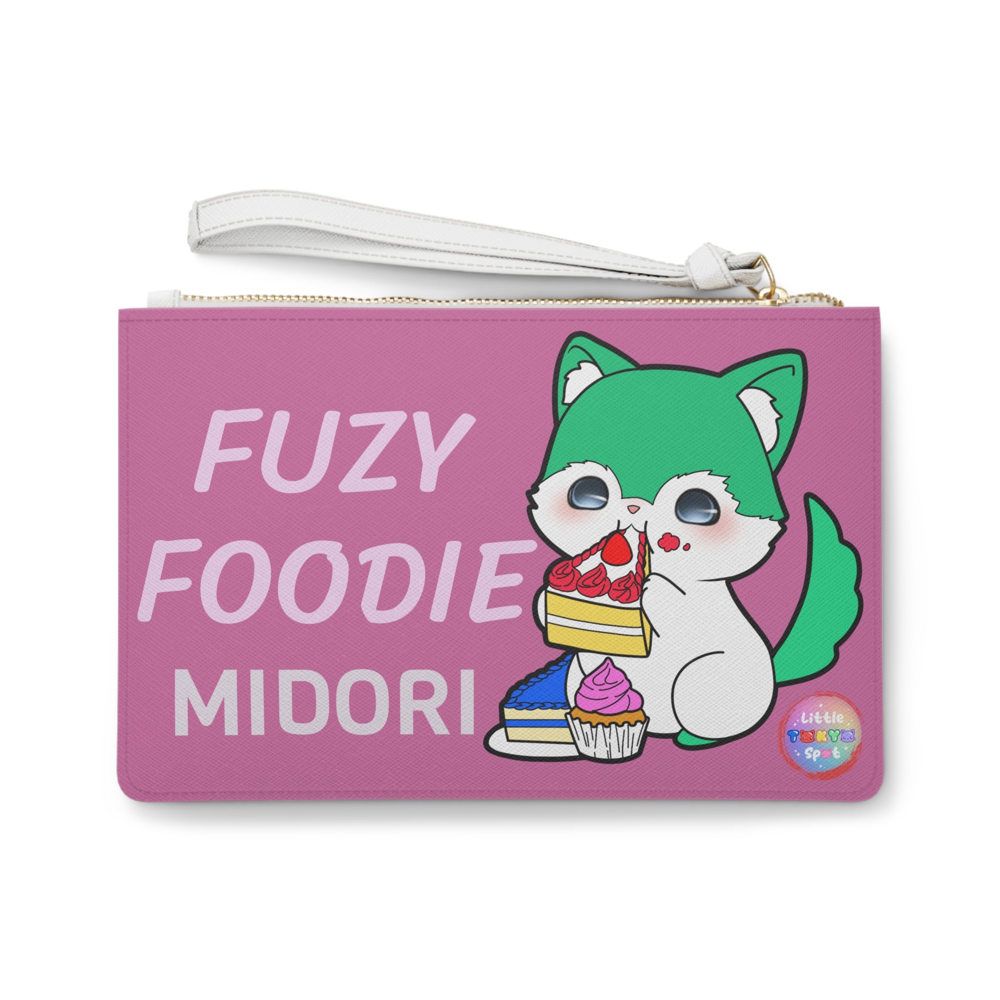 PINK Cute FOXY Foodie Clutch Bag, FLOWER Baby Bag, CAKE, SWEET TOOTH Baby Pouch, Kawaii Accessory,  Purse, Pencil Case, Fun Gifts for Food Lovers