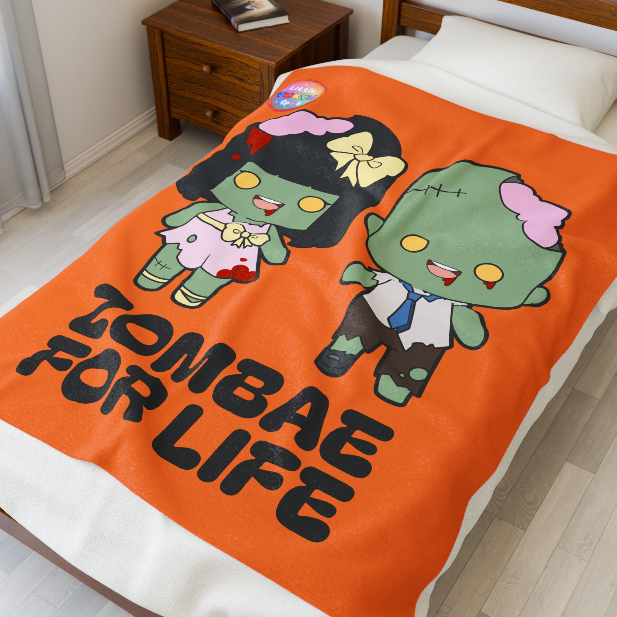 Zombie-Themed Velveteen Plush Blanket for Cozy Nights, Halloween Decor, Gift for Couples, Home Soft Furnishings, Cute & Fun Blanket