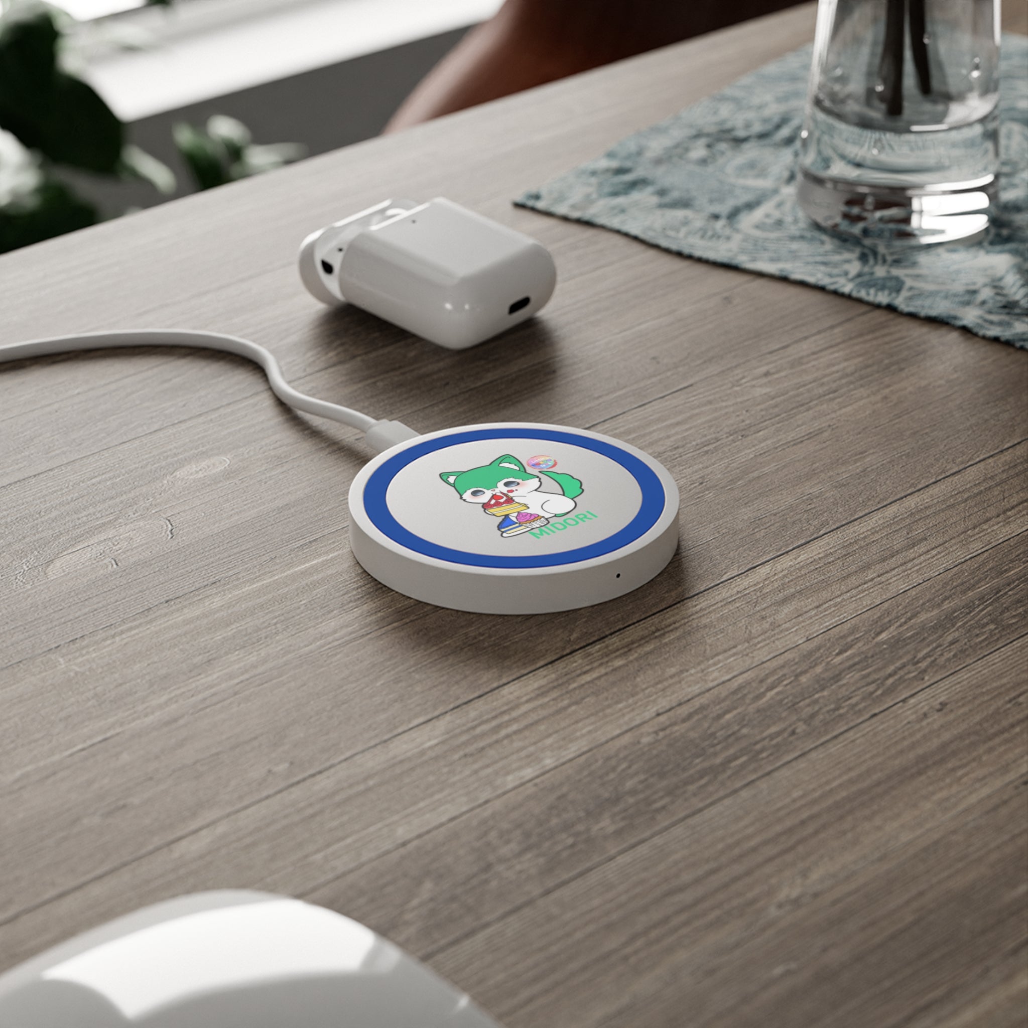 Cute Cartoon Pet Wireless Charging Pad - Fun Gaming Gift, Tech Accessory, Quake Style, Midori Design, Home Office Decor