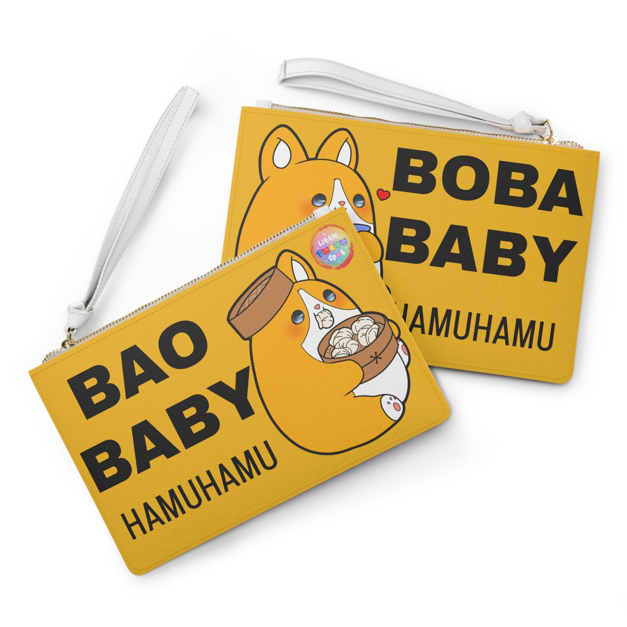 Cute Dog Foodie Yellow Clutch Bag, Bao Baby Bag, Boba Baby Pouch, Kawaii Accessory,  Purse, Pencil Case, Fun Gifts for Food Lovers