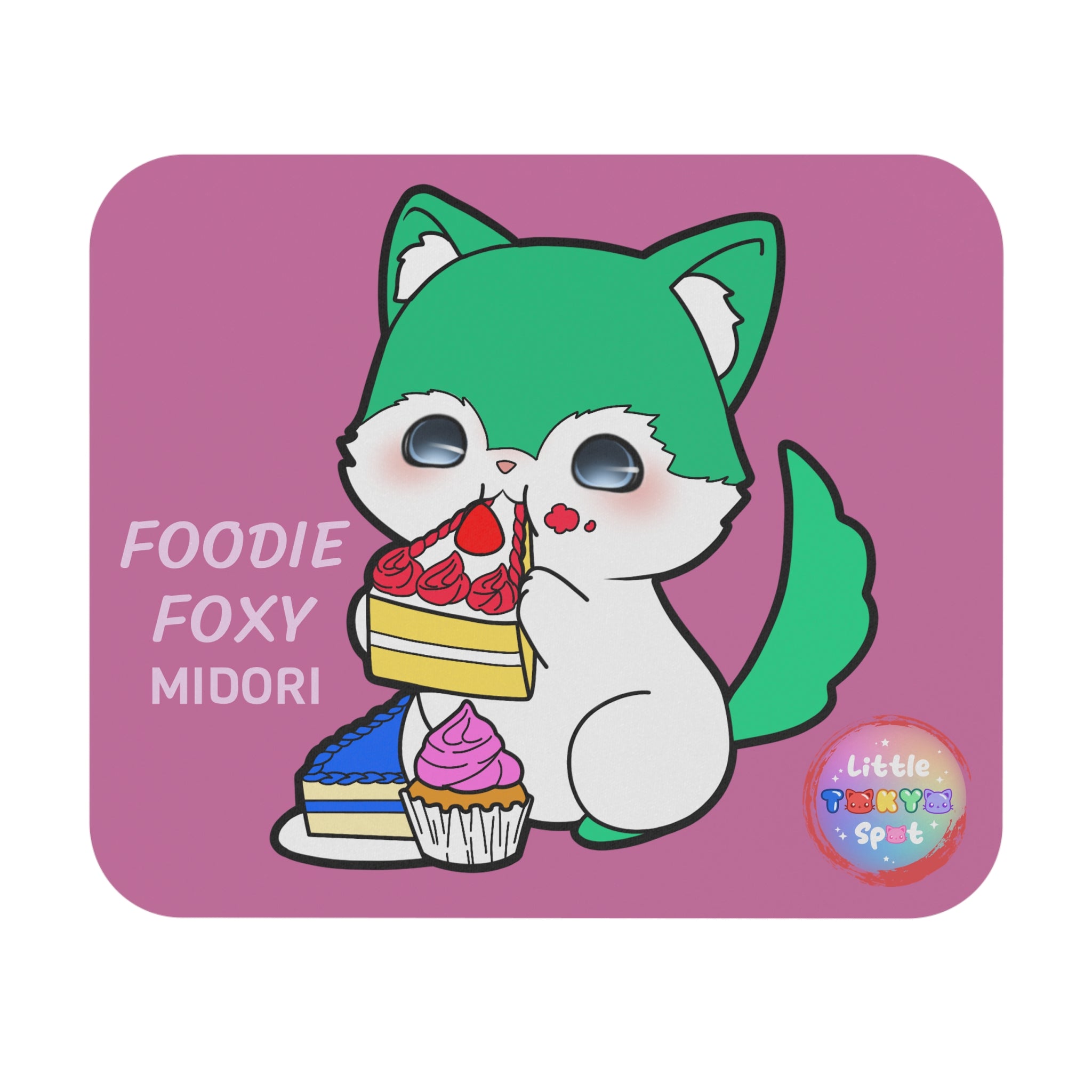 PINK Cute GREEN FOX Mouse Pad, FOX Lover Desk Accessory, Kawaii Office Decor, Personalized Gift, Home Office Essentials. COMPUTER ACCESSORIES