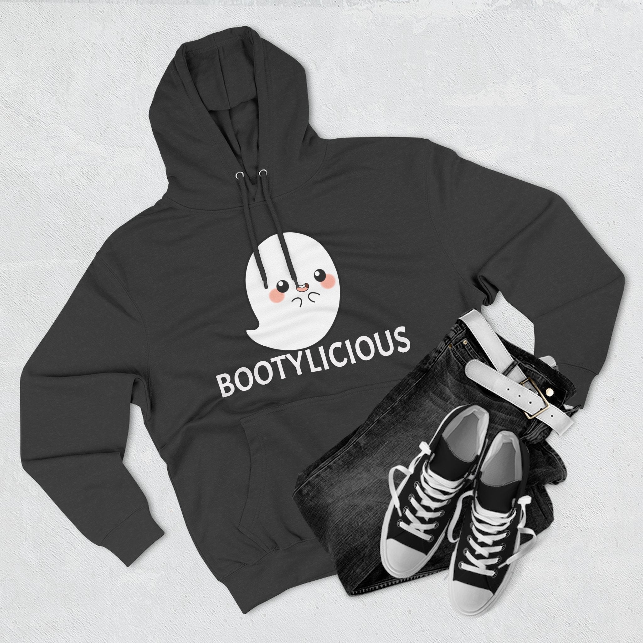 Playful Ghost Fleece Hoodie, Cute Hoodie, Halloween Sweatshirt, Funny Ghost Apparel, Cozy Loungewear, Unique Gift Idea