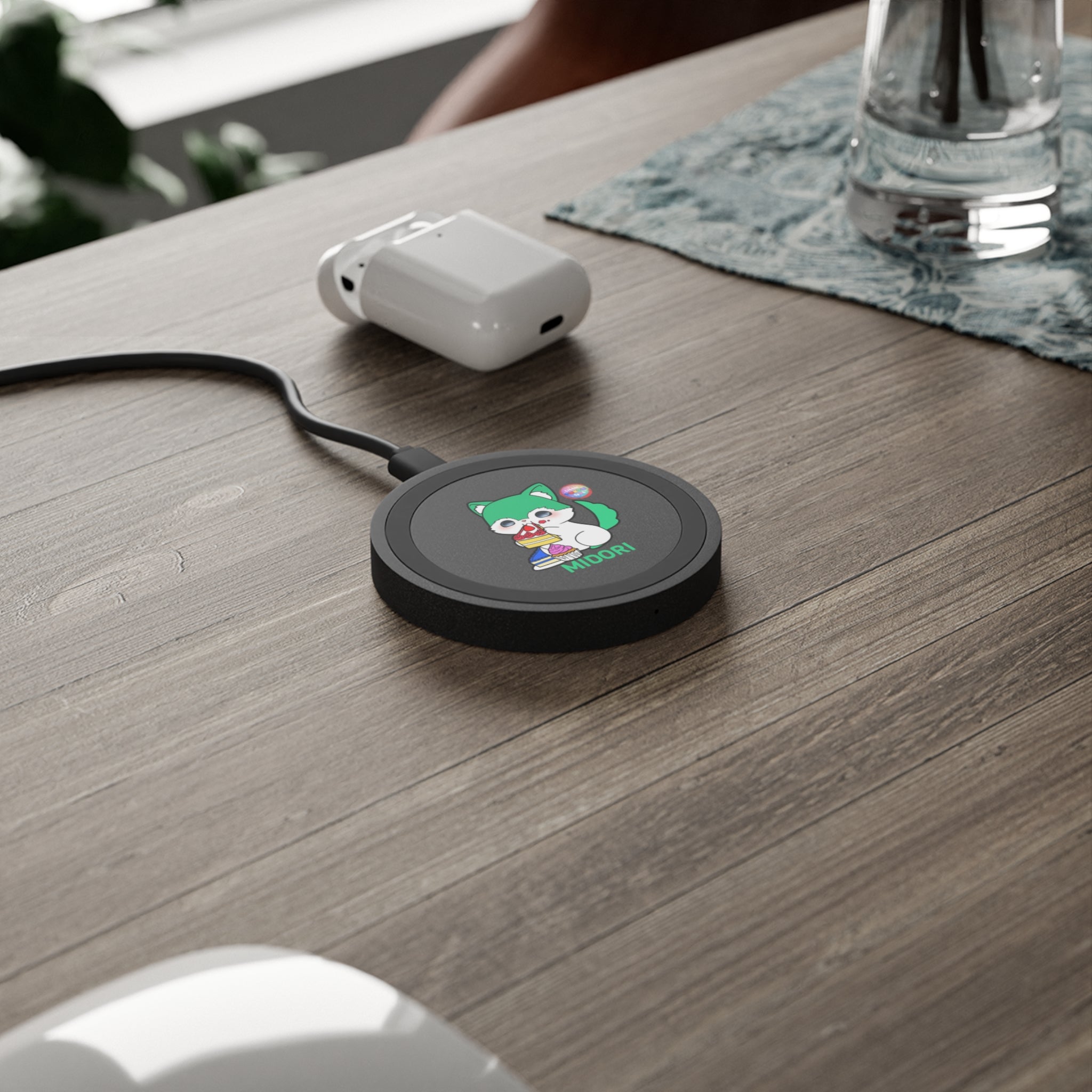 Cute Cartoon Pet Wireless Charging Pad - Fun Gaming Gift, Tech Accessory, Quake Style, Midori Design, Home Office Decor