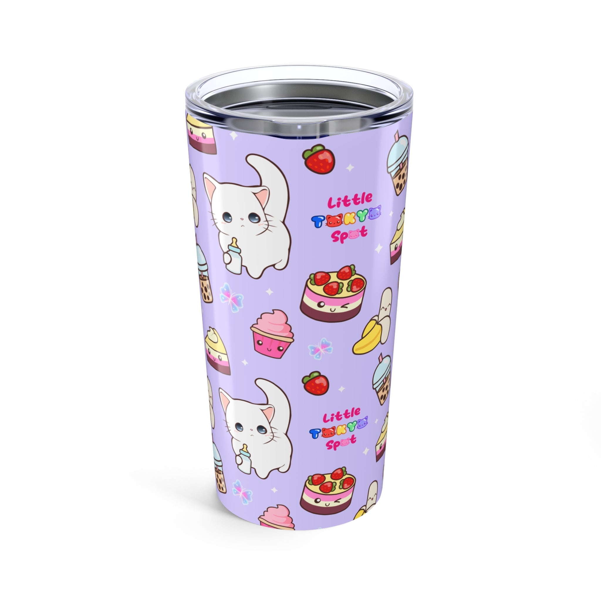 Cute Cat Design Tumbler 20oz | Adorable Travel Mug for Cat Lovers, Kawaii Gift, Birthday, Animal Enthusiasts, Drinkware