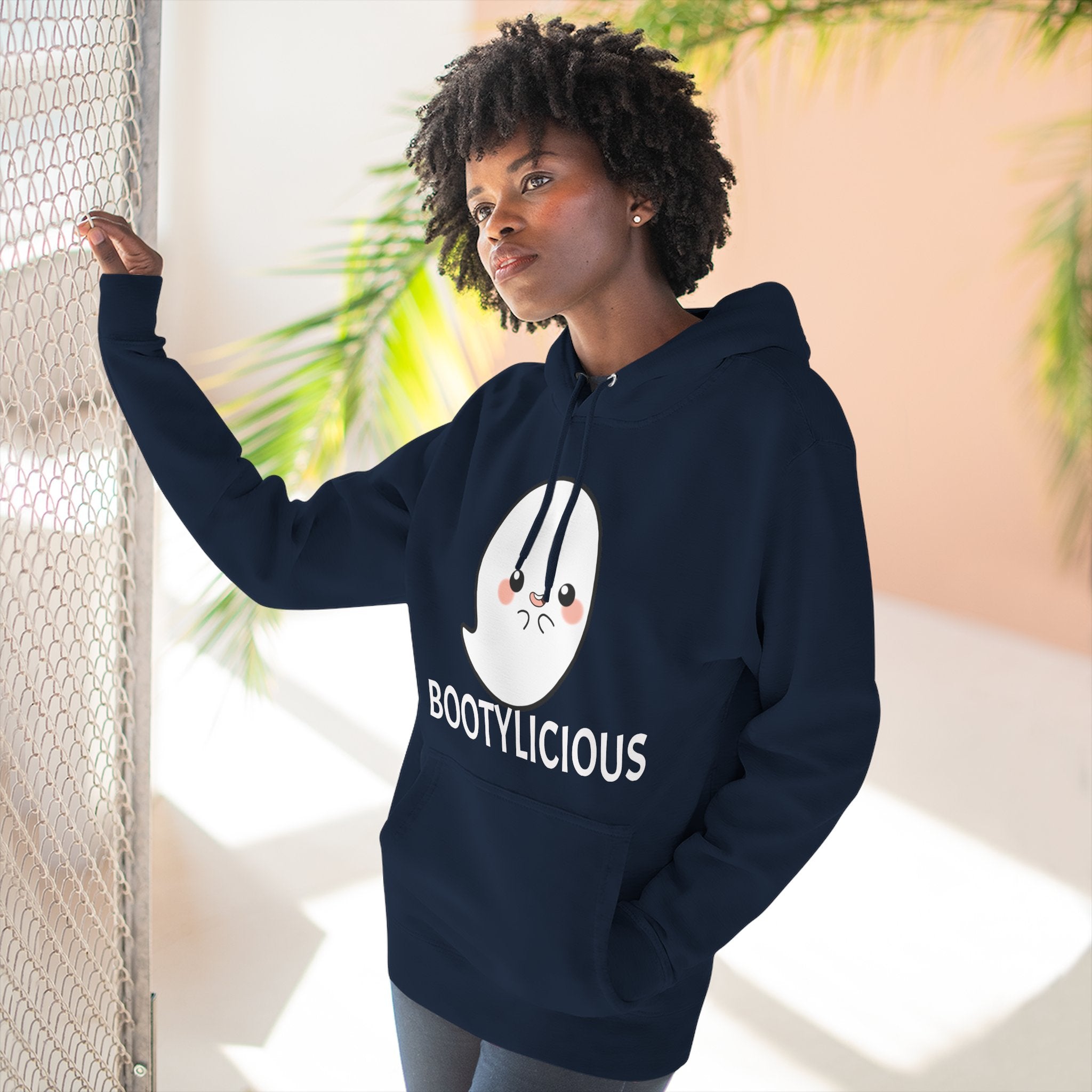 Playful Ghost Fleece Hoodie, Cute Hoodie, Halloween Sweatshirt, Funny Ghost Apparel, Cozy Loungewear, Unique Gift Idea
