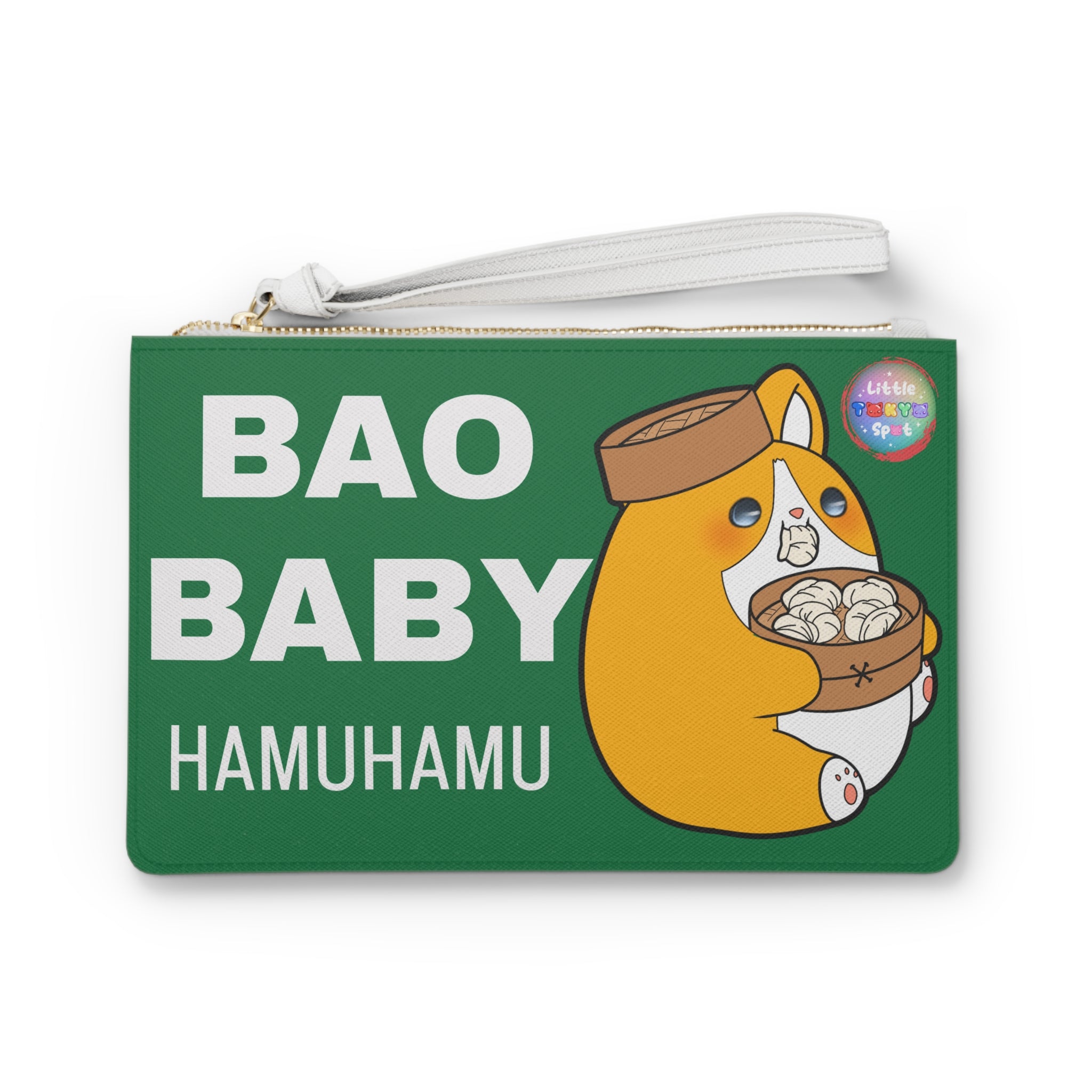 Green Cute Dog Foodie Clutch Bag, Bao Baby Bag, Boba Baby Pouch, Kawaii Accessory,  Purse, Pencil Case, Fun Gifts for Food Lovers