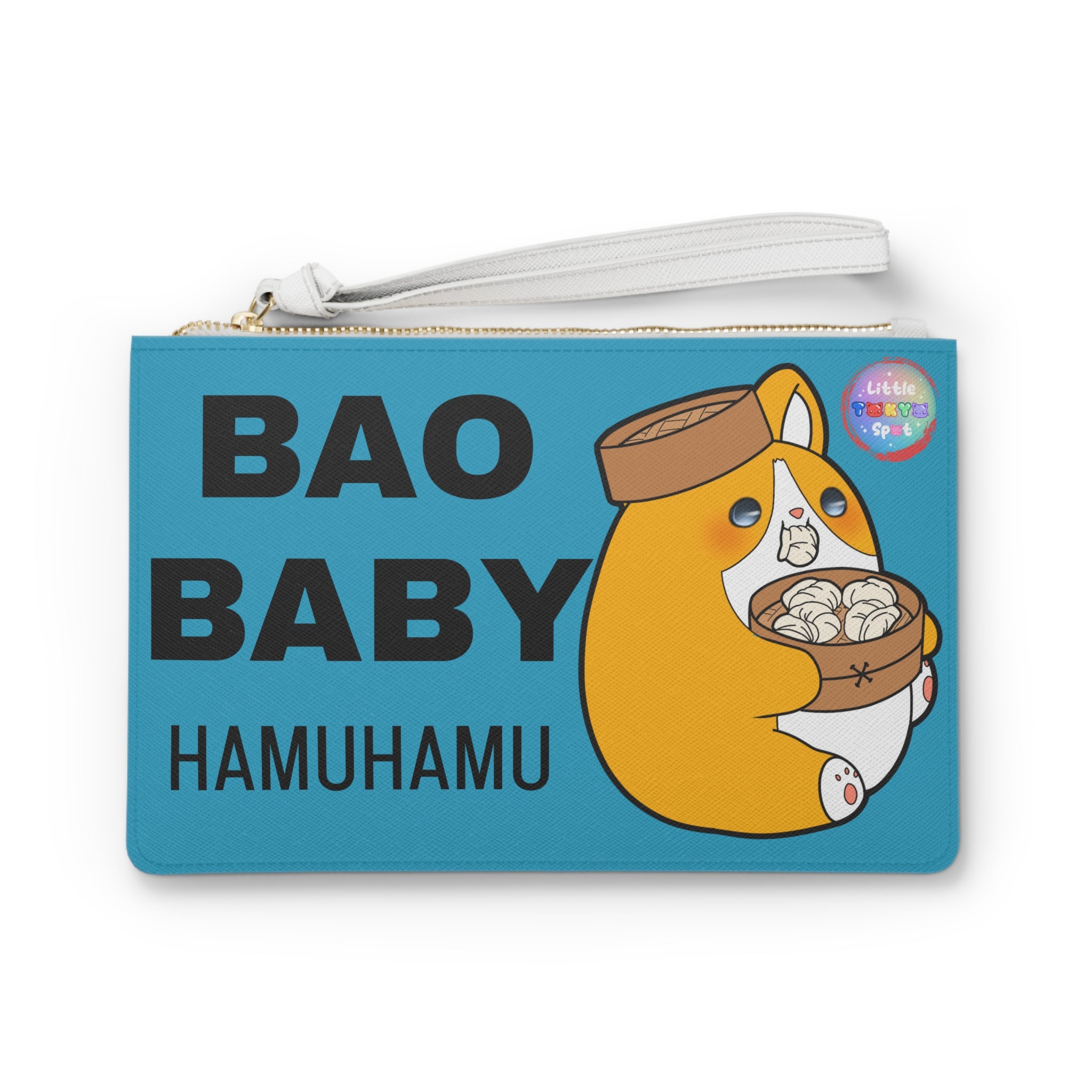 BLUE Cute Dog Foodie Clutch Bag, Bao Baby Bag, Boba Baby Pouch, Kawaii Accessory,  Purse, Pencil Case, Fun Gifts for Food Lovers