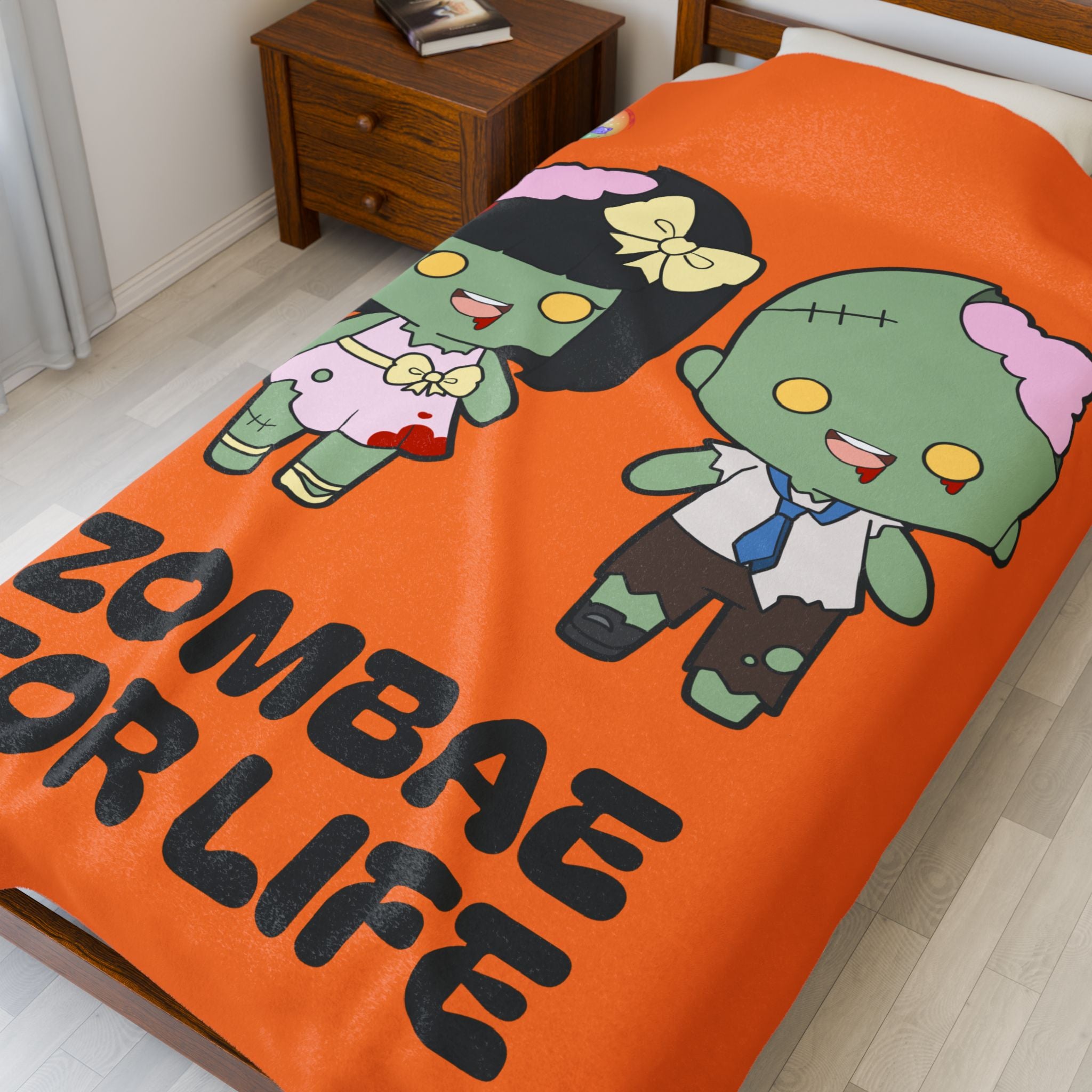 Zombie-Themed Velveteen Plush Blanket for Cozy Nights, Halloween Decor, Gift for Couples, Home Soft Furnishings, Cute & Fun Blanket