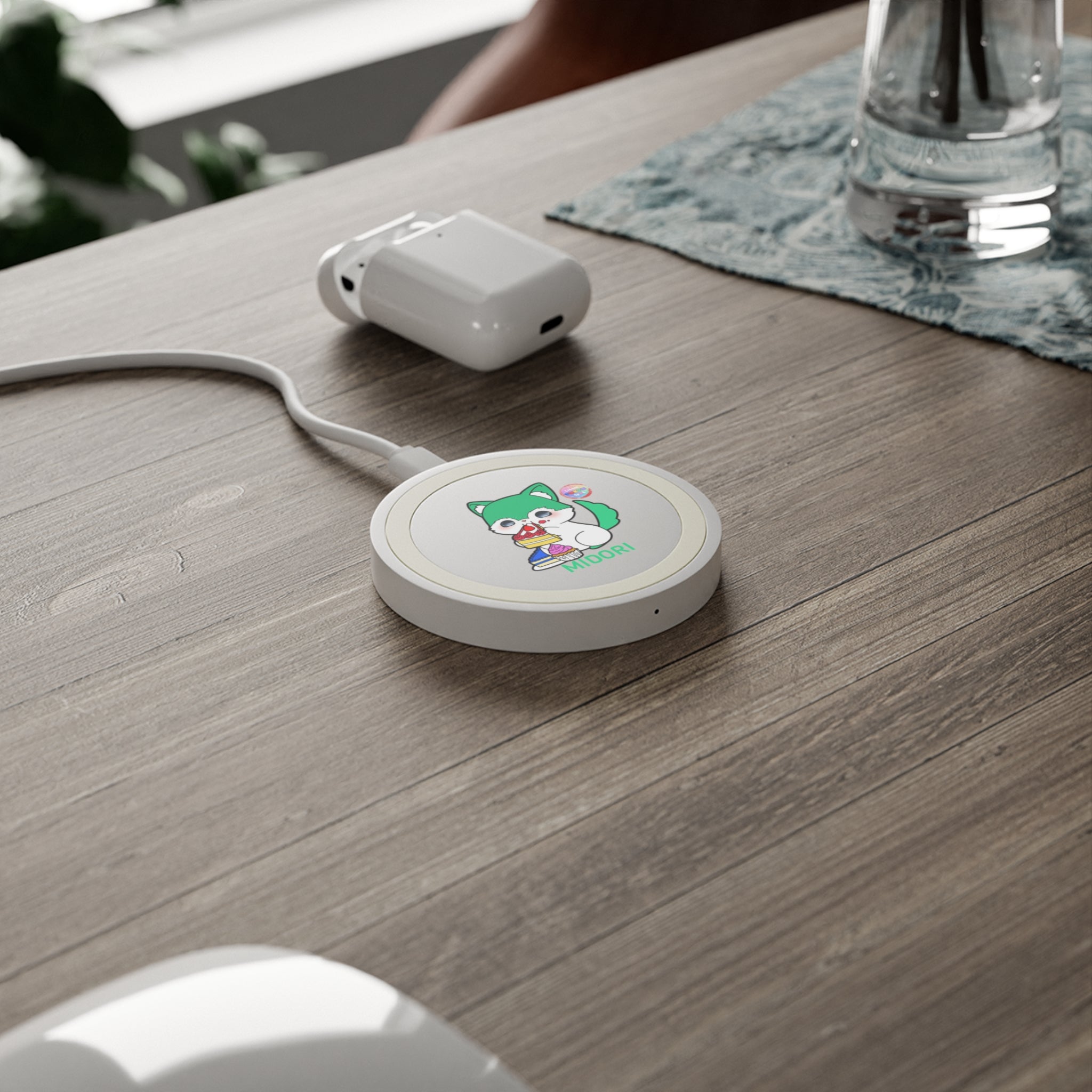 Cute Cartoon Pet Wireless Charging Pad - Fun Gaming Gift, Tech Accessory, Quake Style, Midori Design, Home Office Decor
