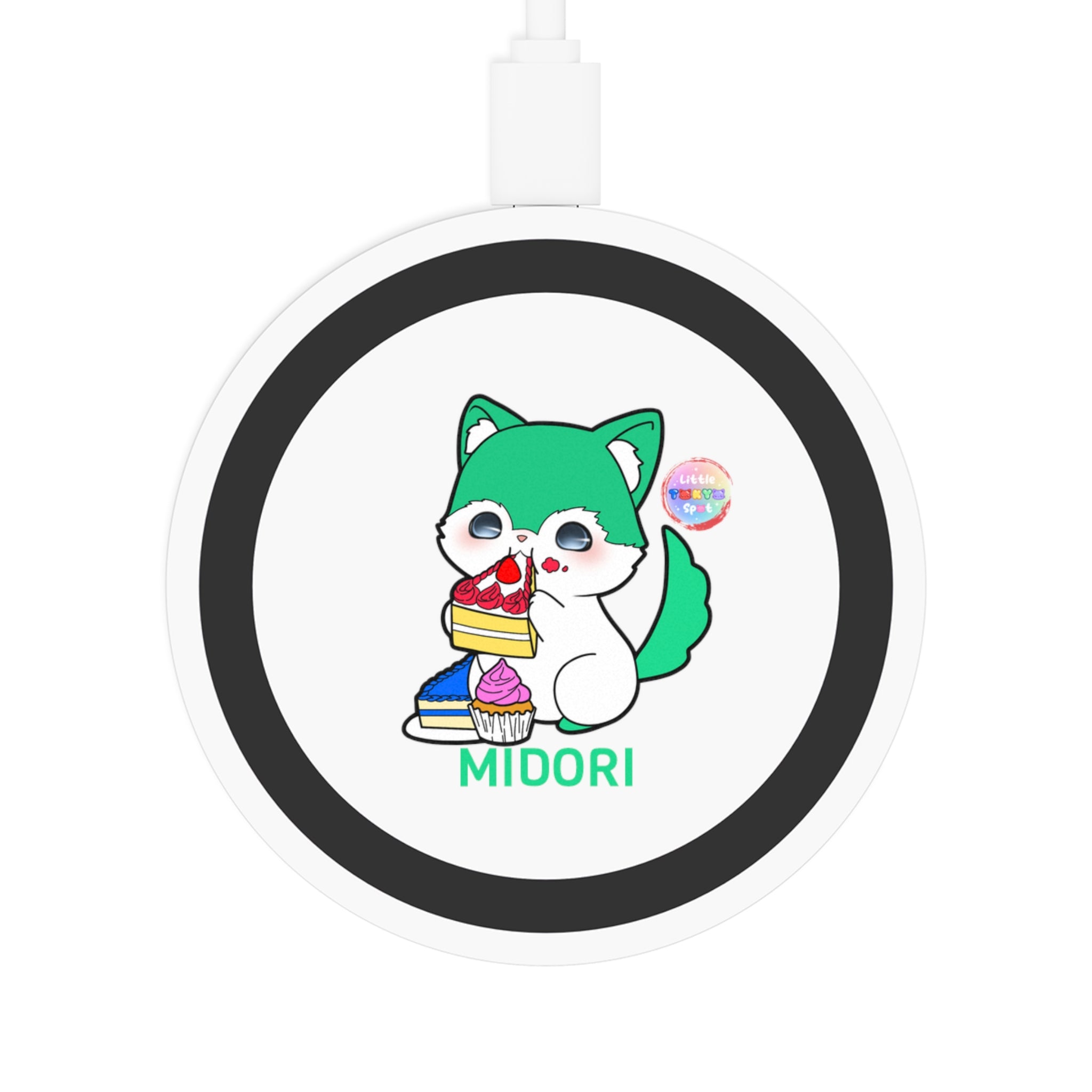 Cute Cartoon Pet Wireless Charging Pad - Fun Gaming Gift, Tech Accessory, Quake Style, Midori Design, Home Office Decor